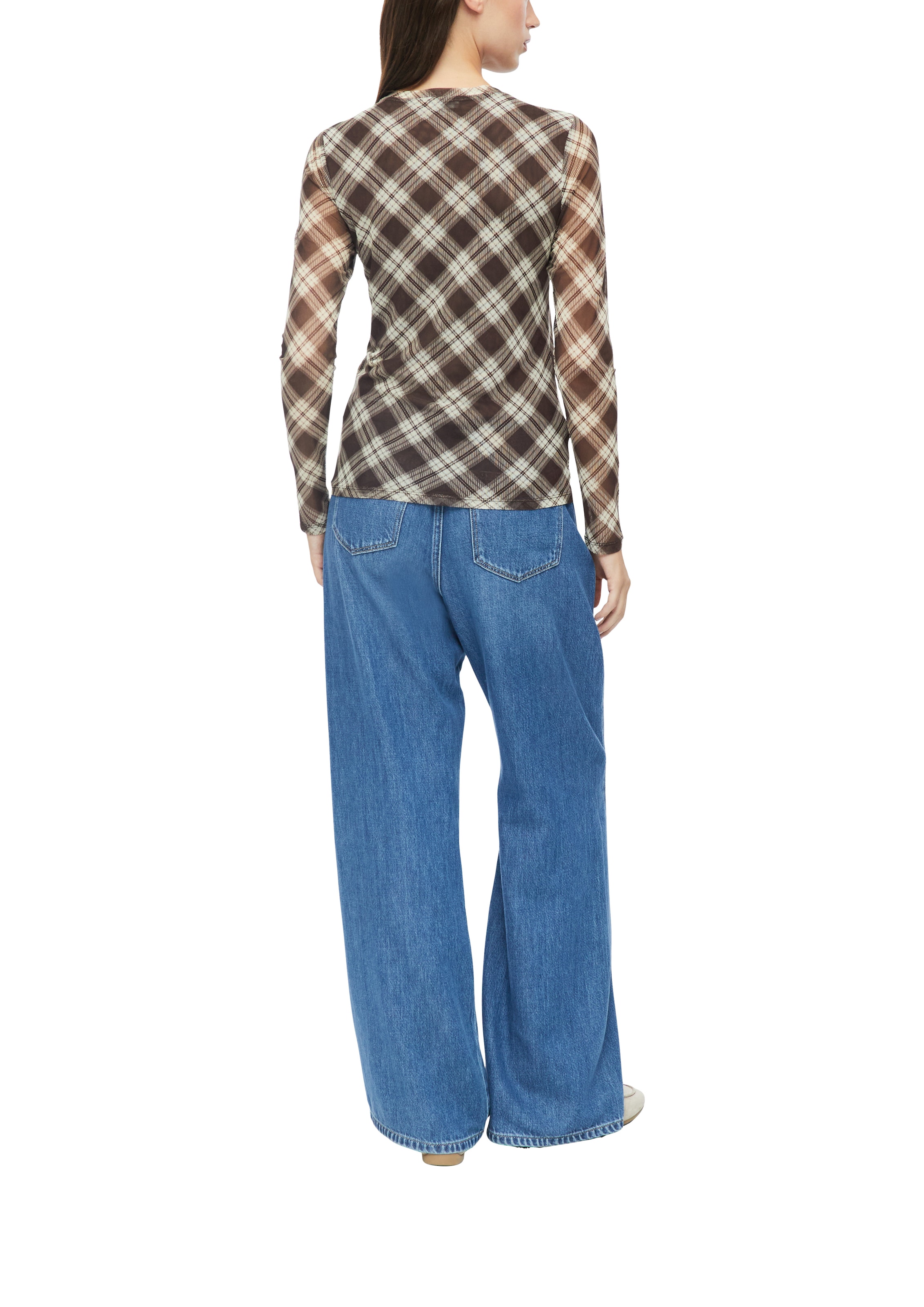 s.Oliver Langarmshirt im Karo-Look / Stretch