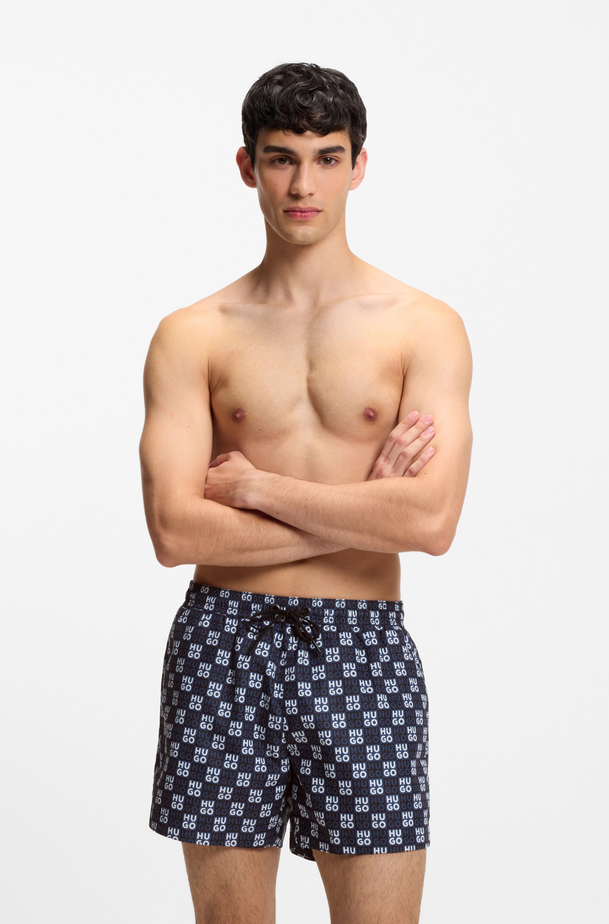 Image of HUGO Underwear Badeshorts "AARON" mit Schachbrett-Logos, elastischer Bund