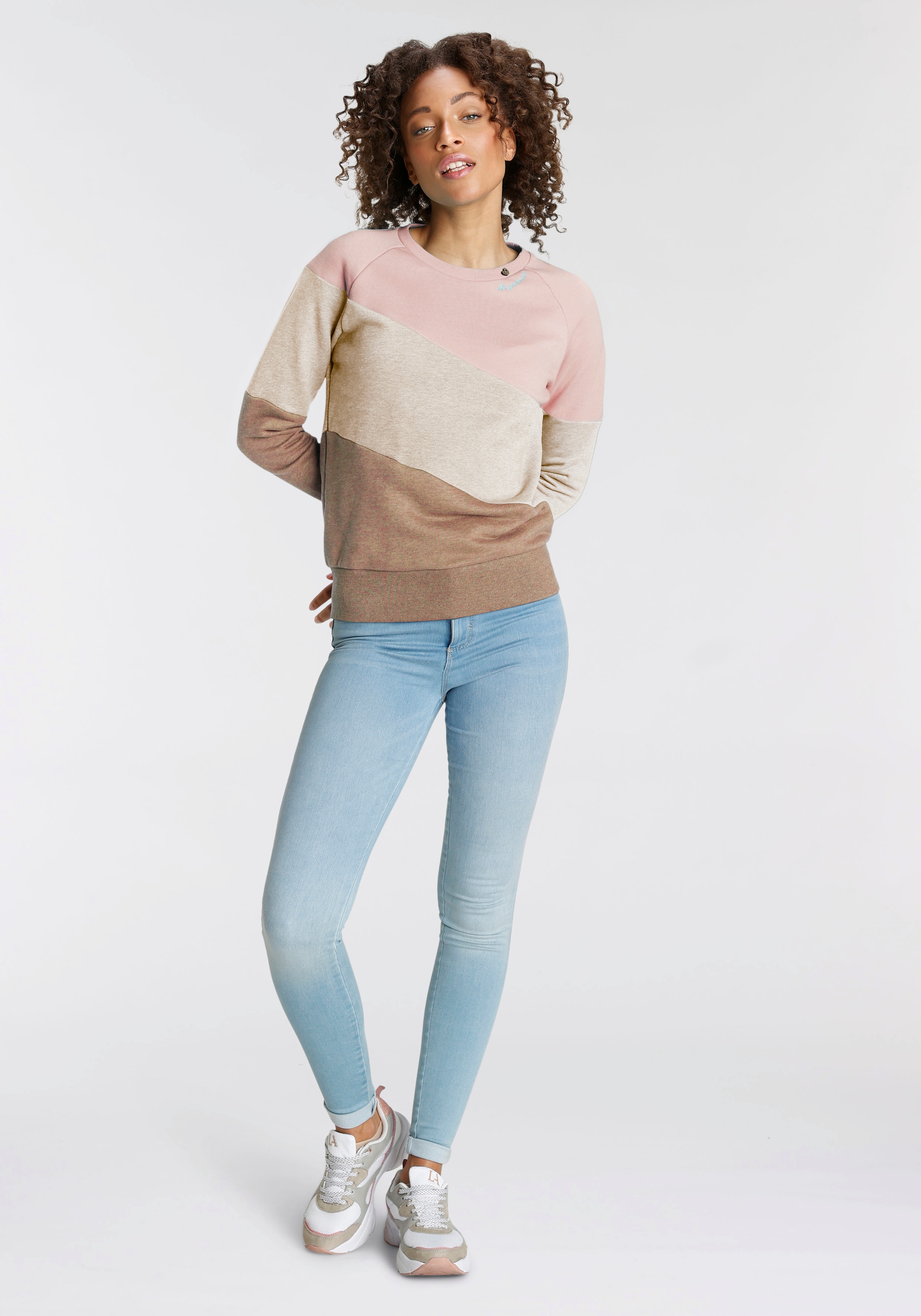 ♕ Ragwear Sweater »JOHANKA BLOCK«, im Neck Color-Blocking bestellen Crew Design versandkostenfrei