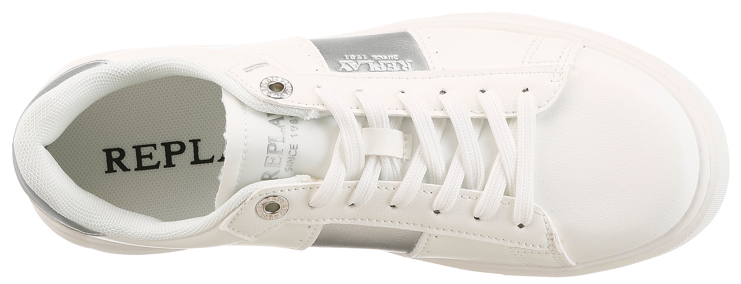 Replay Baskets à plateforme  chaussure basse, sneaker tendance, chaussure à lacets avec accents métalliques