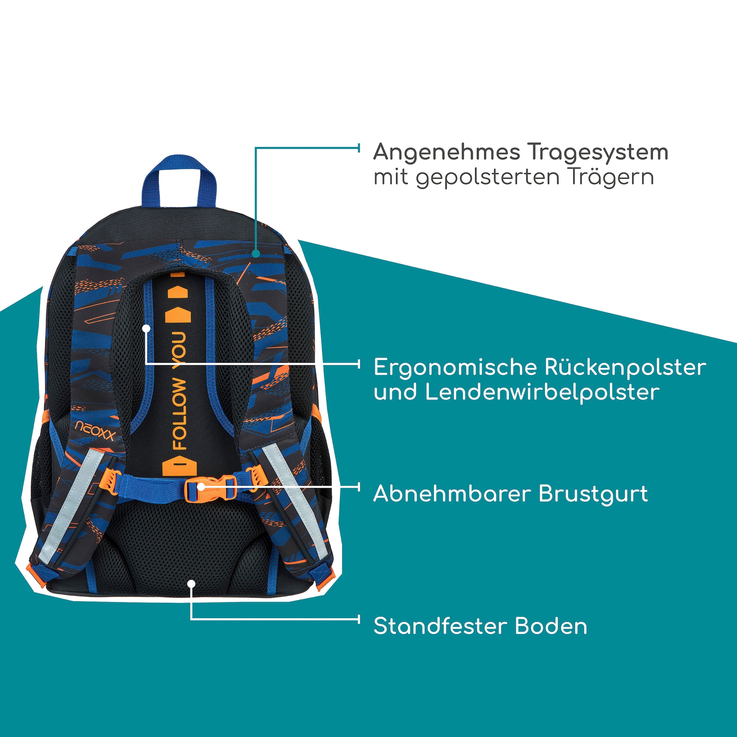 neoxx Schulrucksack »Flow, Streetlight«, teilweise aus recyceltem Material