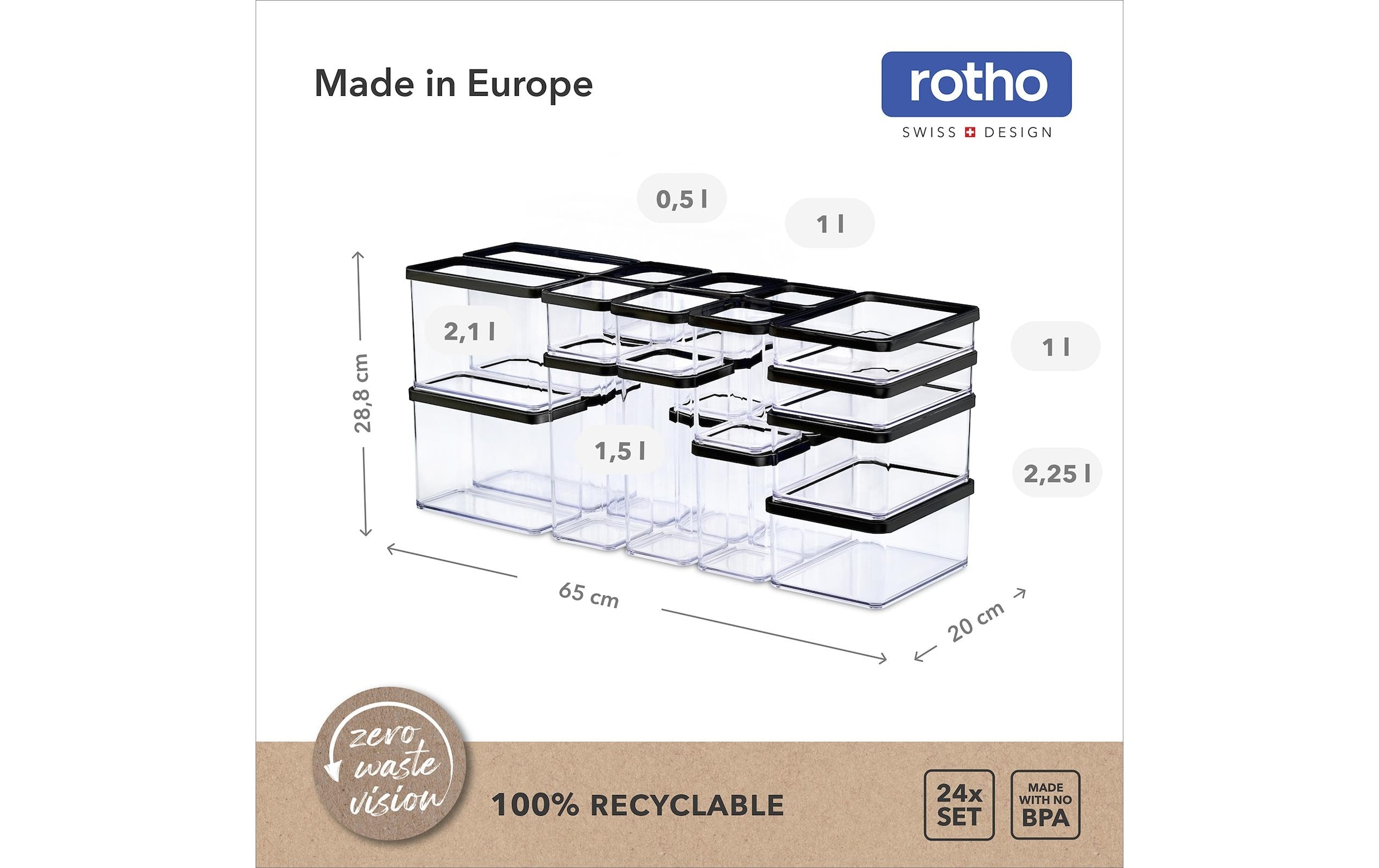 ROTHO Vorratsdose »Set Premium Dosen 24 tlg. Loft 27 l«