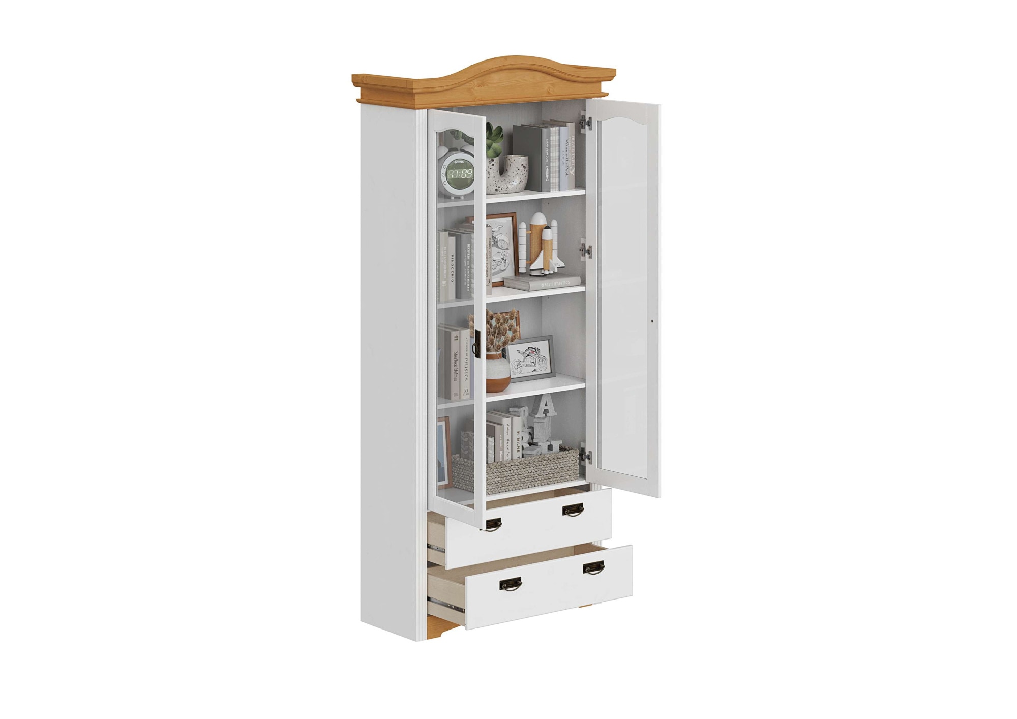 Home affaire Vitrine »Konrad«, aus massiver Kiefer, mit Glaseinsätzen, B/T: 94/208 cm