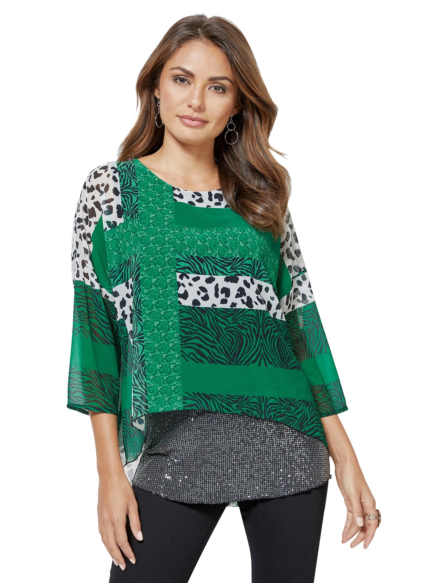 Bluse mit Mix aus verschiedenen Tierfellmustern