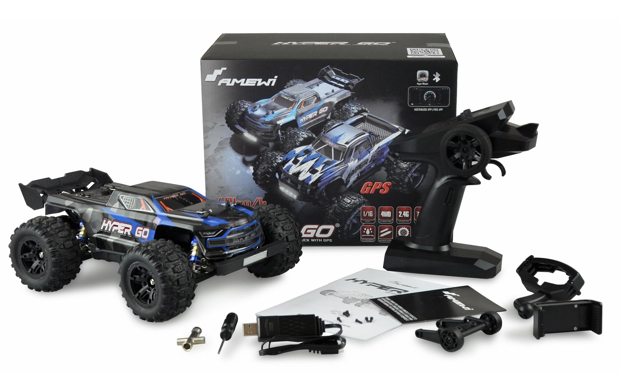 Amewi RC-Auto »Truggy Hyper GO Brushed 4WD GPS, Blau RTR«