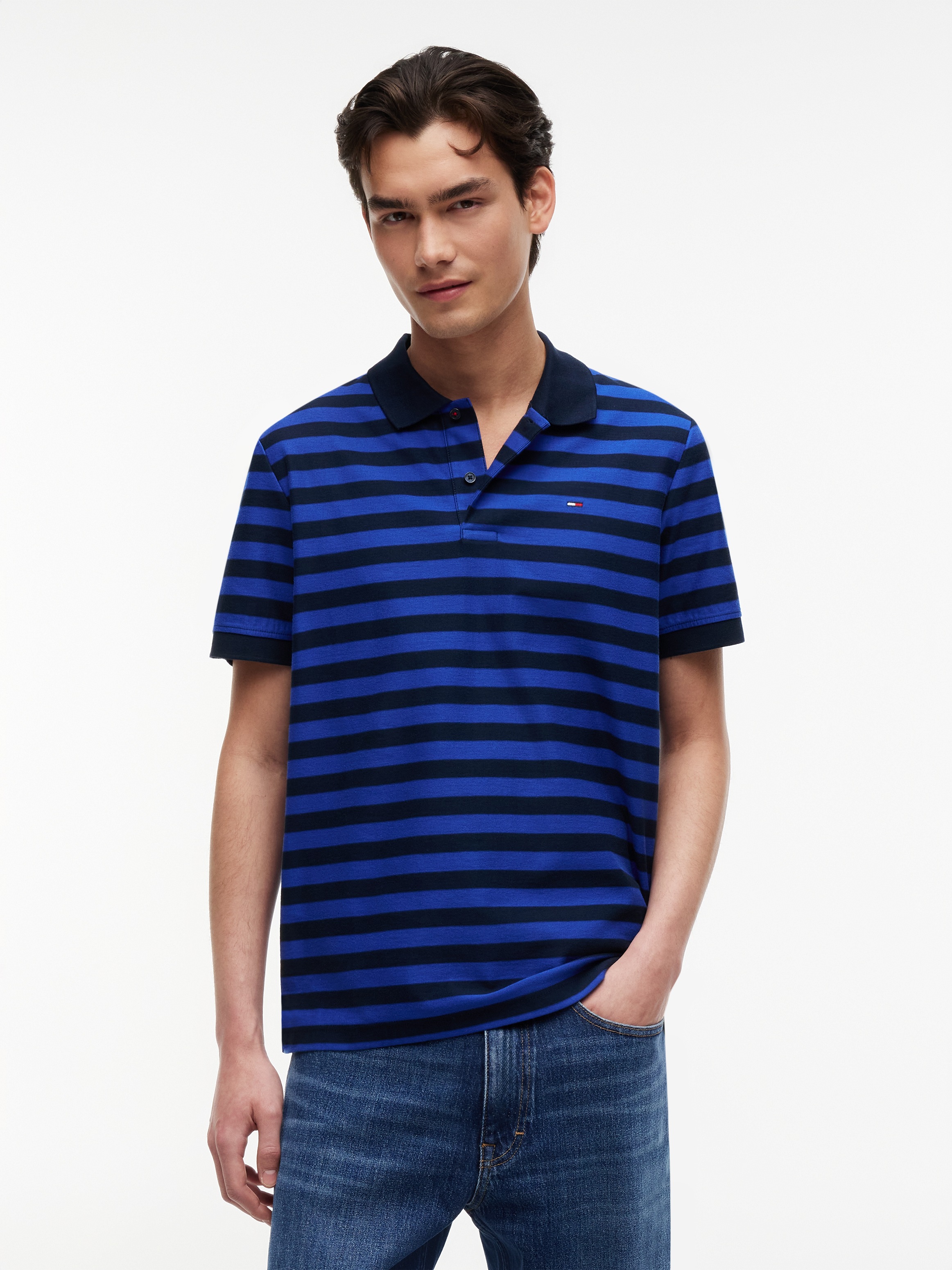 Image of Tommy Jeans Poloshirt "TJM REG STRIPE POLO EXT" aus Baumwoll-Jersey, Regular Fit