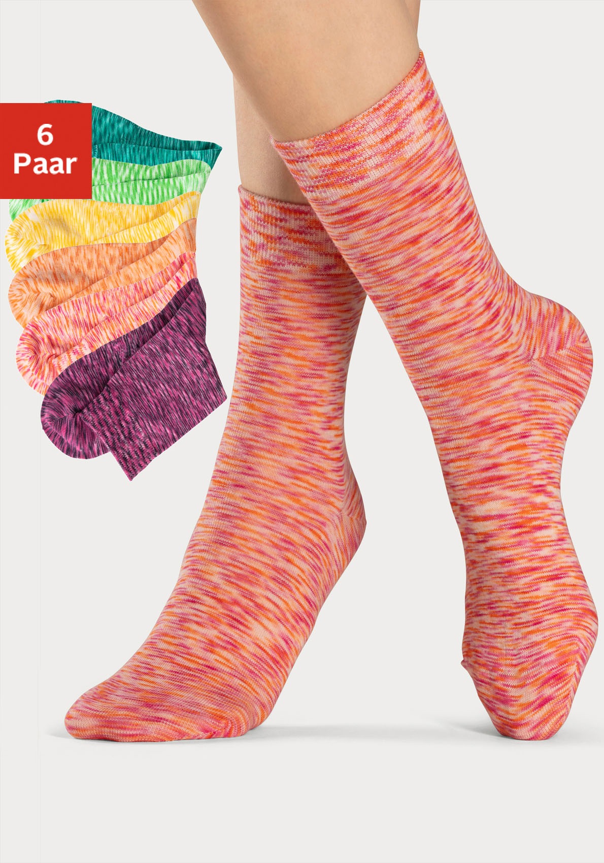 Image of H.I.S Freizeitsocken Packung, 6 Stk. tlg. mit farbigem Garn