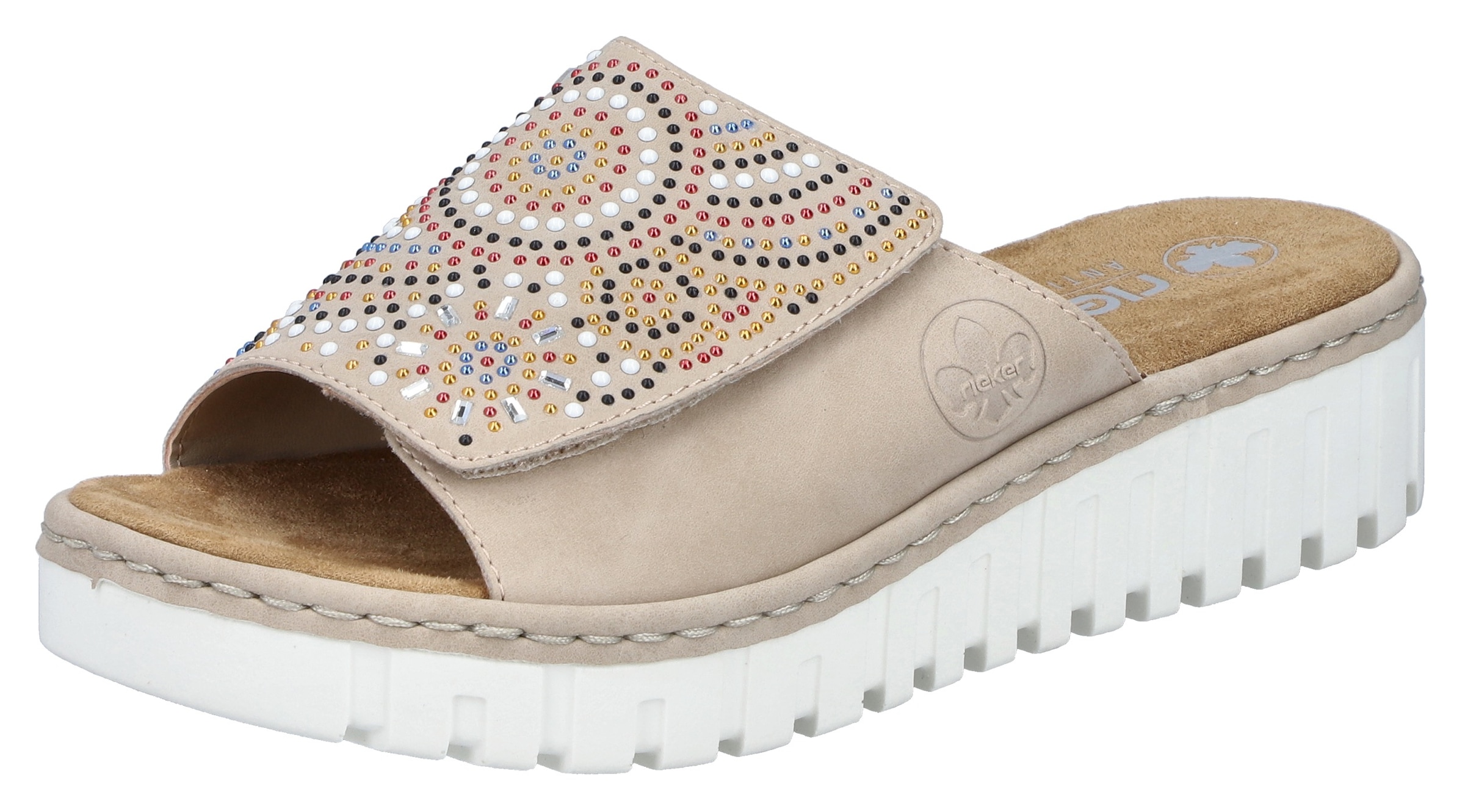 Image of Rieker Pantolette Sommerschuh, Strandschuh, Hausschuh mit regulierbarem Klettverschluss