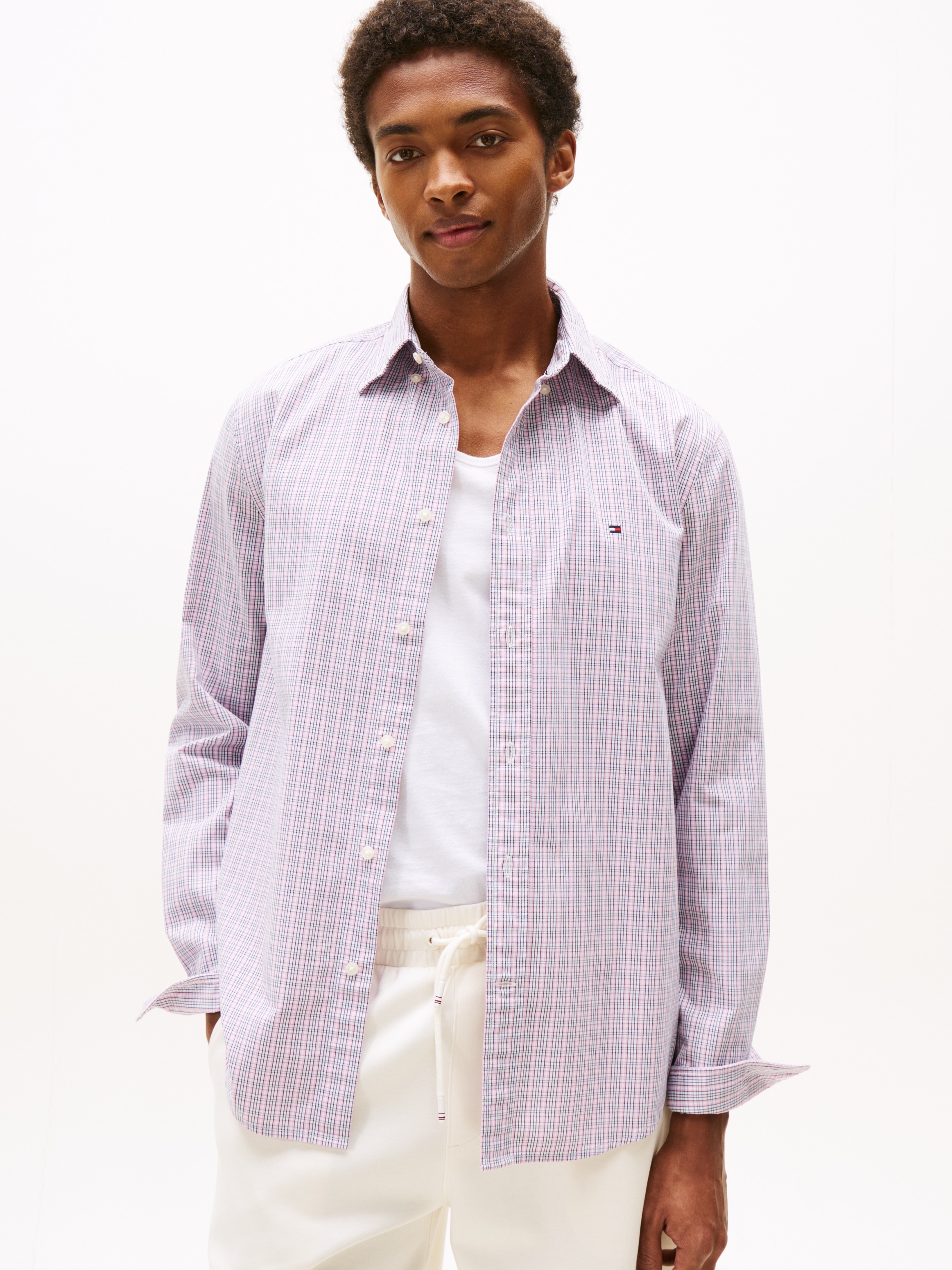 Image of Tommy Hilfiger Langarmhemd "FLEX POPLIN SMALL TARTAN SHIRT" regular fit, kleinkariert, Button-down-Kragen