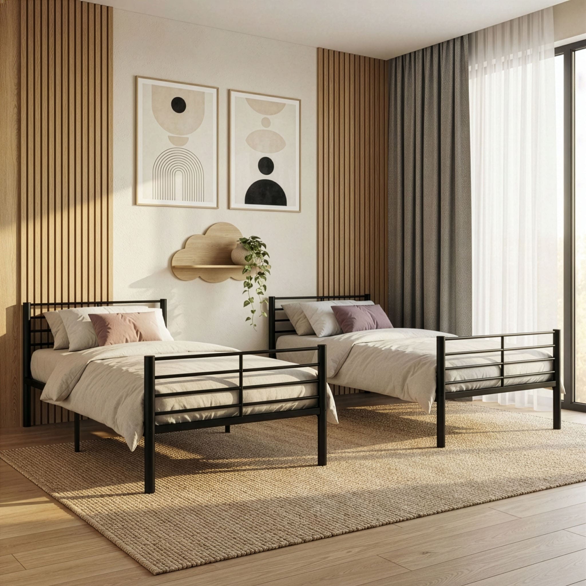 GOODproduct Etagenbett »Hayo,  Metallbett, Stockbett« teilbar in 2 Einzelbetten,  perfekt für kleine Räume, mehrere Farben, (B/T/H) ca. 208/97/160 cm