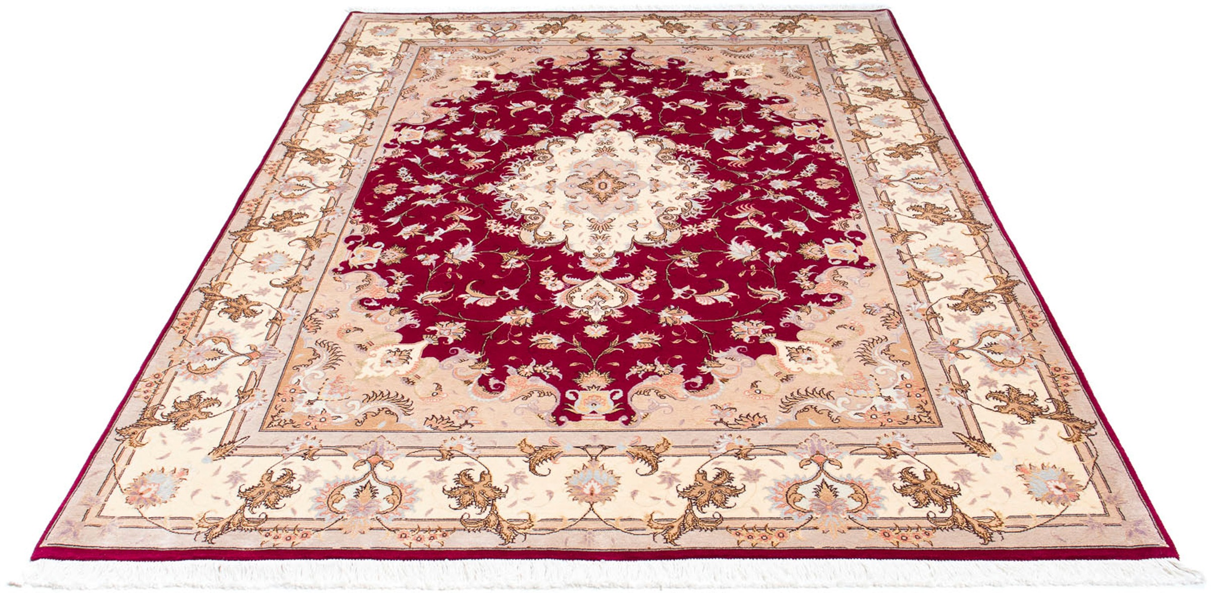 Image of morgenland Orientteppich »Perser - Täbriz - Royal - 243 x 165 cm - dunkelrot«, rechteckig, 7 mm Höhe, Wohnzimmer, Handgeknüpft, Einzelstück mit Zertifikat bei Ackermann Versand Schweiz