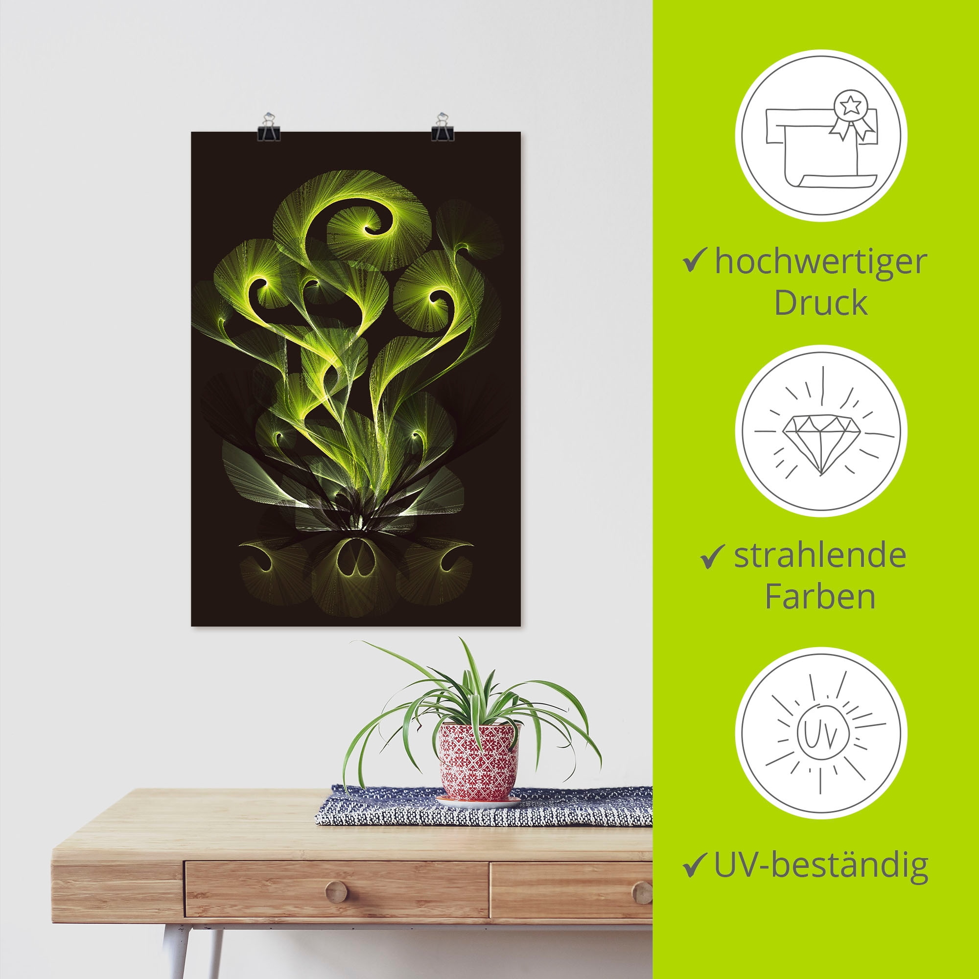 Artland Poster »Leuchtfarn filigran«, klassische Fantasie, (1 St.), als Alubild, Leinwandbild, Wandaufkleber oder Poster in versch. Grössen