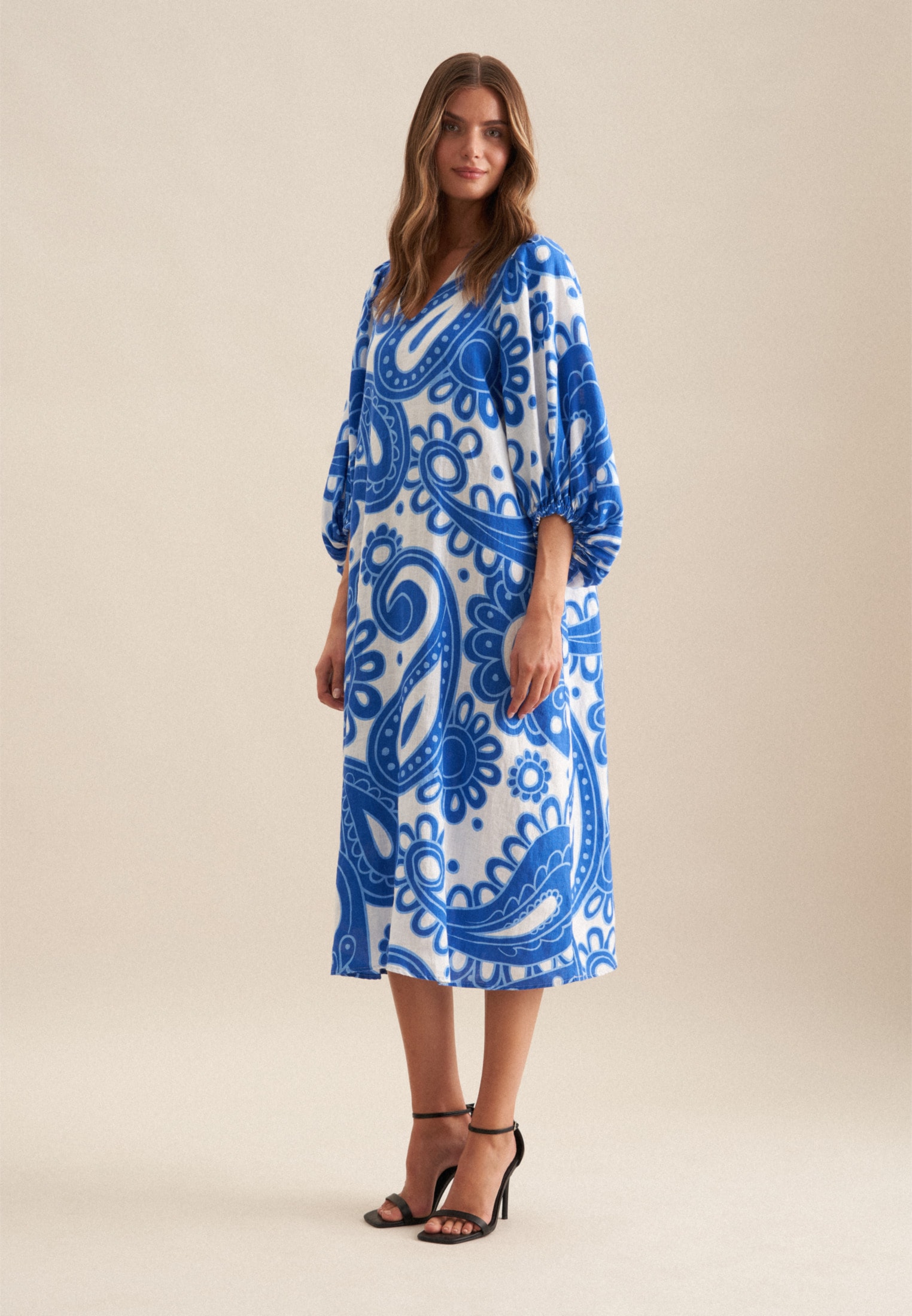 seidensticker Sommerkleid »Schwarze Rose«, 3/4 V-Neck Paisley