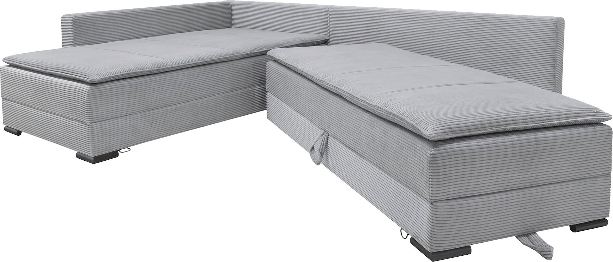 Home affaire Ecksofa »Night & Day L-Form, B: 321 cm, mit Dauer-Schlaffunktion 180x200 cm« Bettfunktion, Bettkasten, Topper & 3 Zierkissen, Boxspringbett in Cord