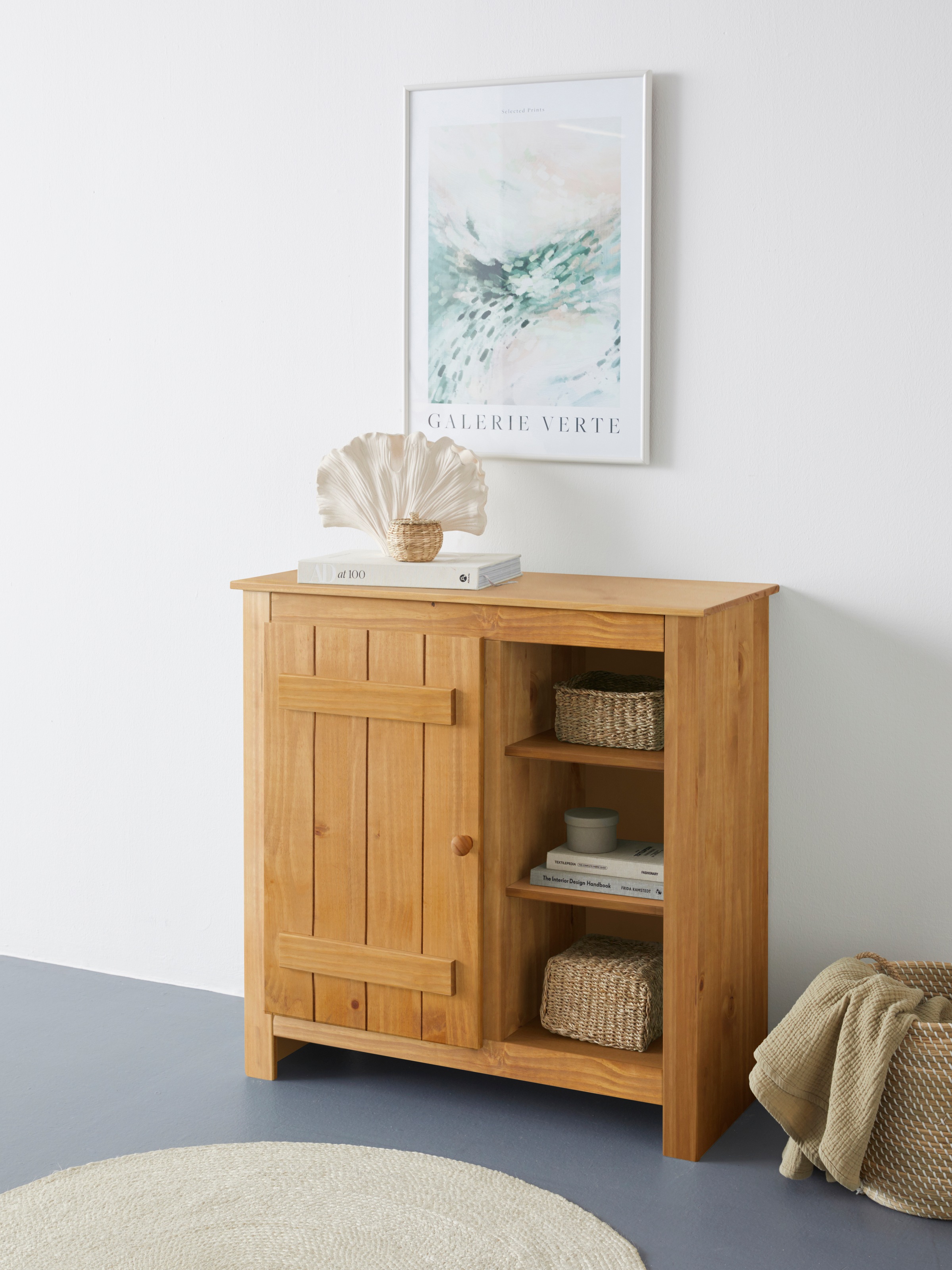 Image of GOODproduct Stauraumschrank "Bertram" Massivholz,4 verstellbare Einlegeböden, Magnetverschluss,Höhe 90 cm