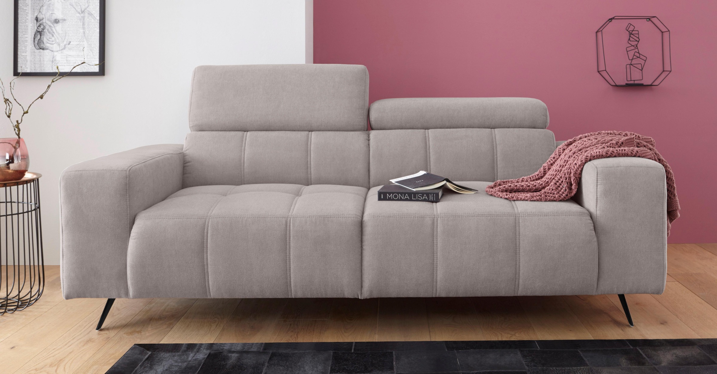 DOMO collection 2-Sitzer »Trento, mit Kufenfuss oder Einzelfuss«, wahlweise mit Kopfteilverstellung und in zwei Grössen erhältlich