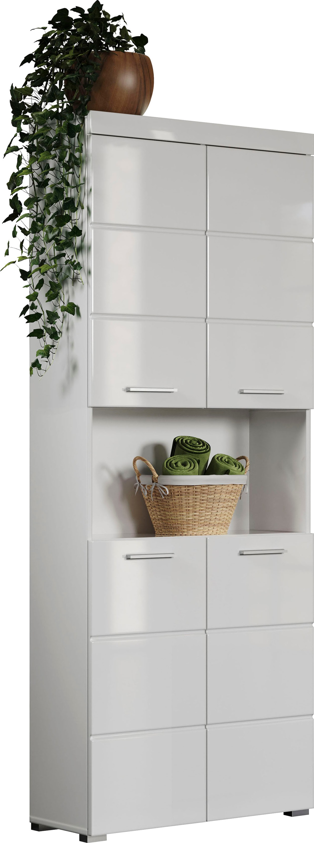 welltime Hochschrank »Avena«, Badschrank 4-türig mit o. Fach und 4 Einlegeböden - B/T/H 73/31/190 cm
