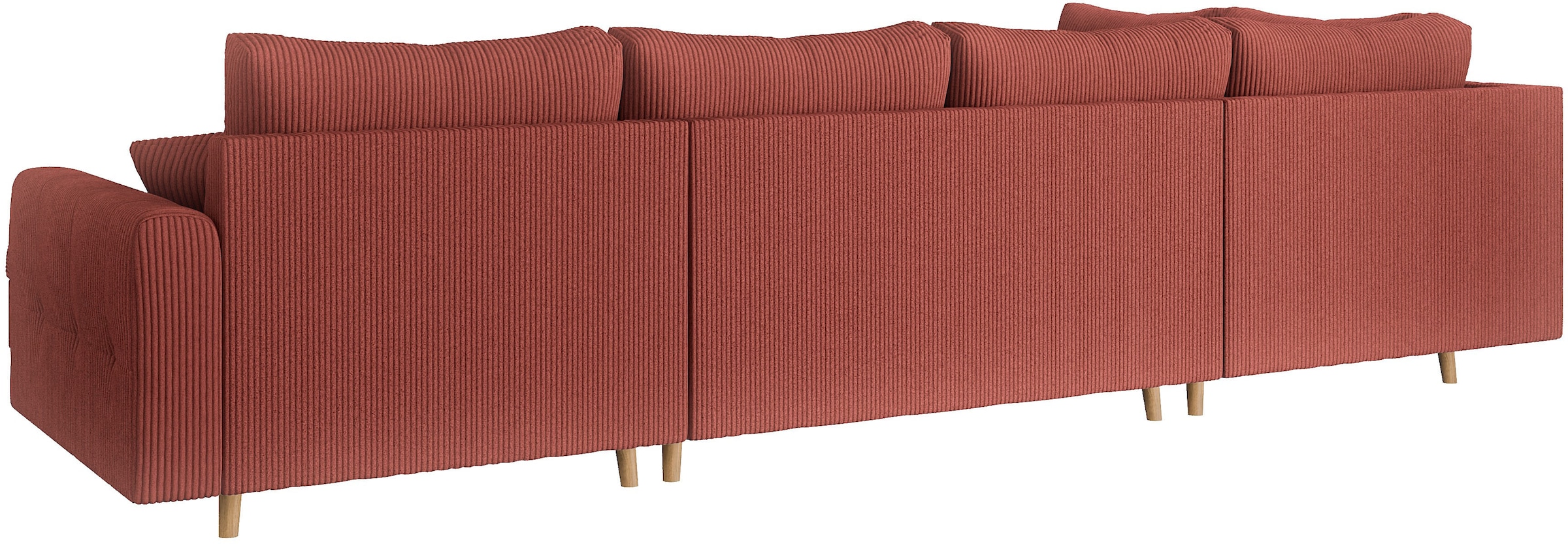 Home affaire Wohnlandschaft »CHARRE U-Form mit Ottomane, Masse B/T/H: 310/161/81 cm«, feine Steppung, lose Rücken- und Zierkissen, auch in Cord und Bouclé