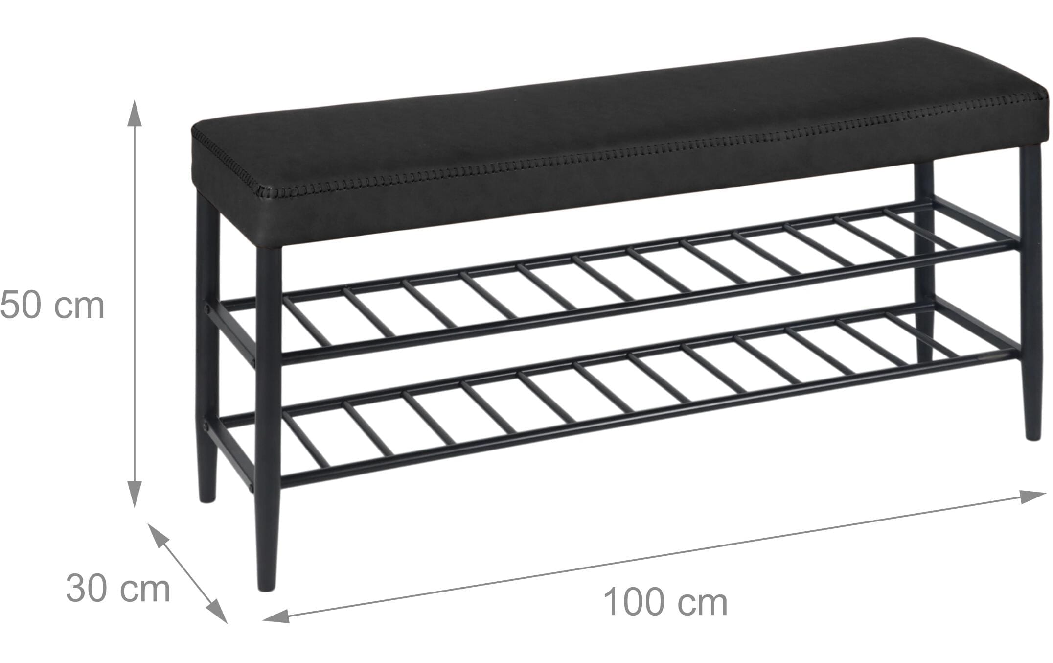 relaxdays Schuhbank »mit zwei Ablagen 100 x 50 cm«