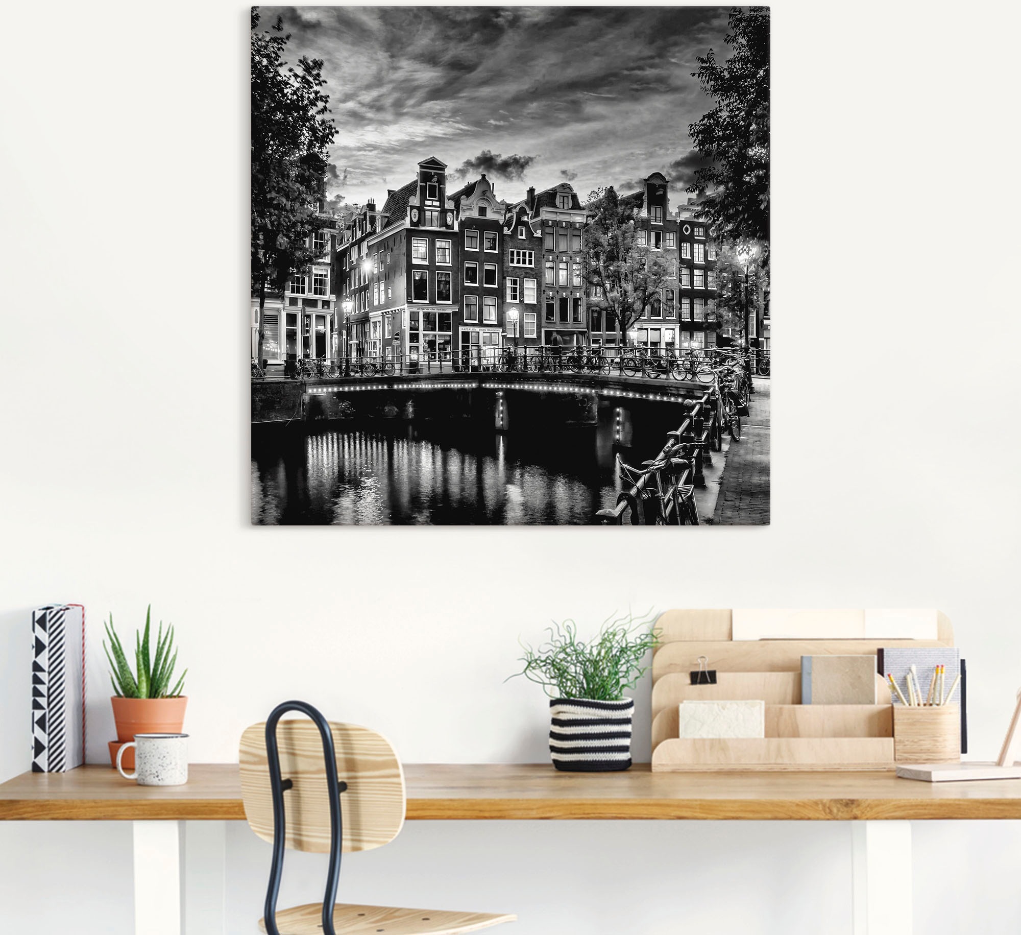 Artland Wandbild »Amsterdam Abendidylle«, Amsterdam, (1 St.), als Leinwandbild, Poster, Wandaufkleber in verschied. Grössen