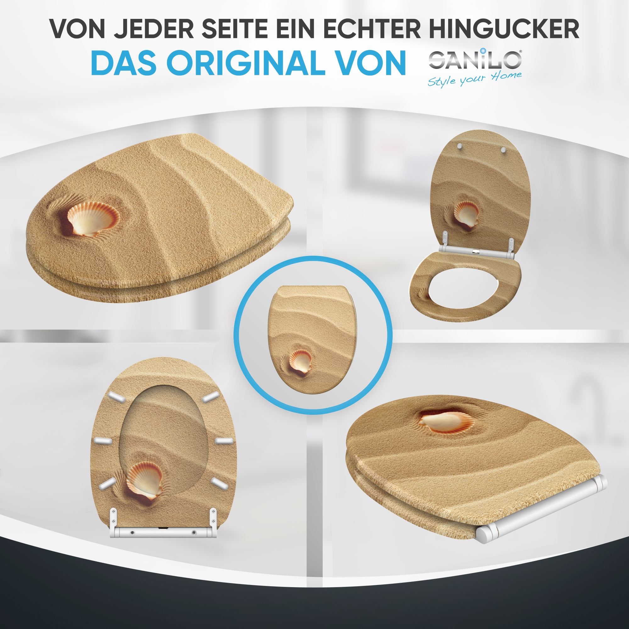 Sanilo WC-Sitz »Clam mit Absenkautomatik & Quick Release« Premium Toilettendeckel, abnehmbar, leichte Montage von oben
