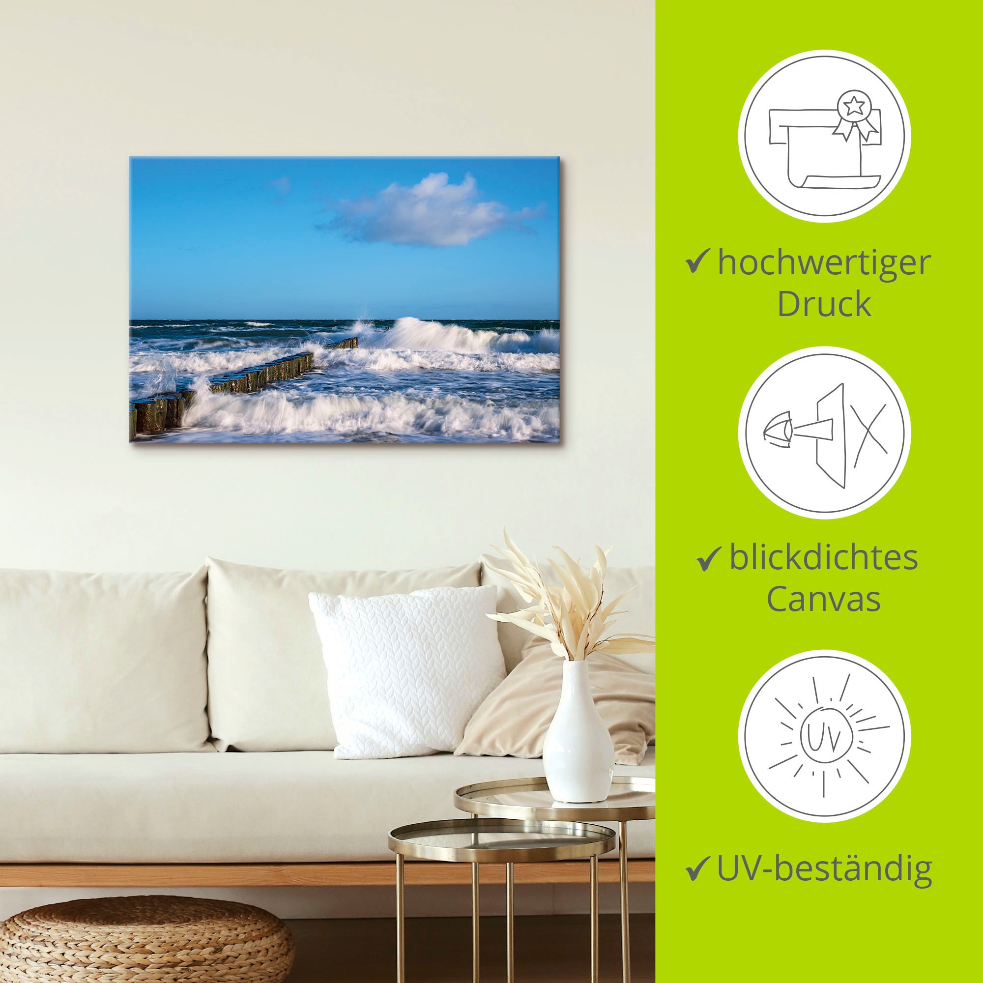 Artland Tableau sur toile »Buhnen an der Küste der Ostsee II« 1 cuis tlg. auf Holzrahmen gespannt