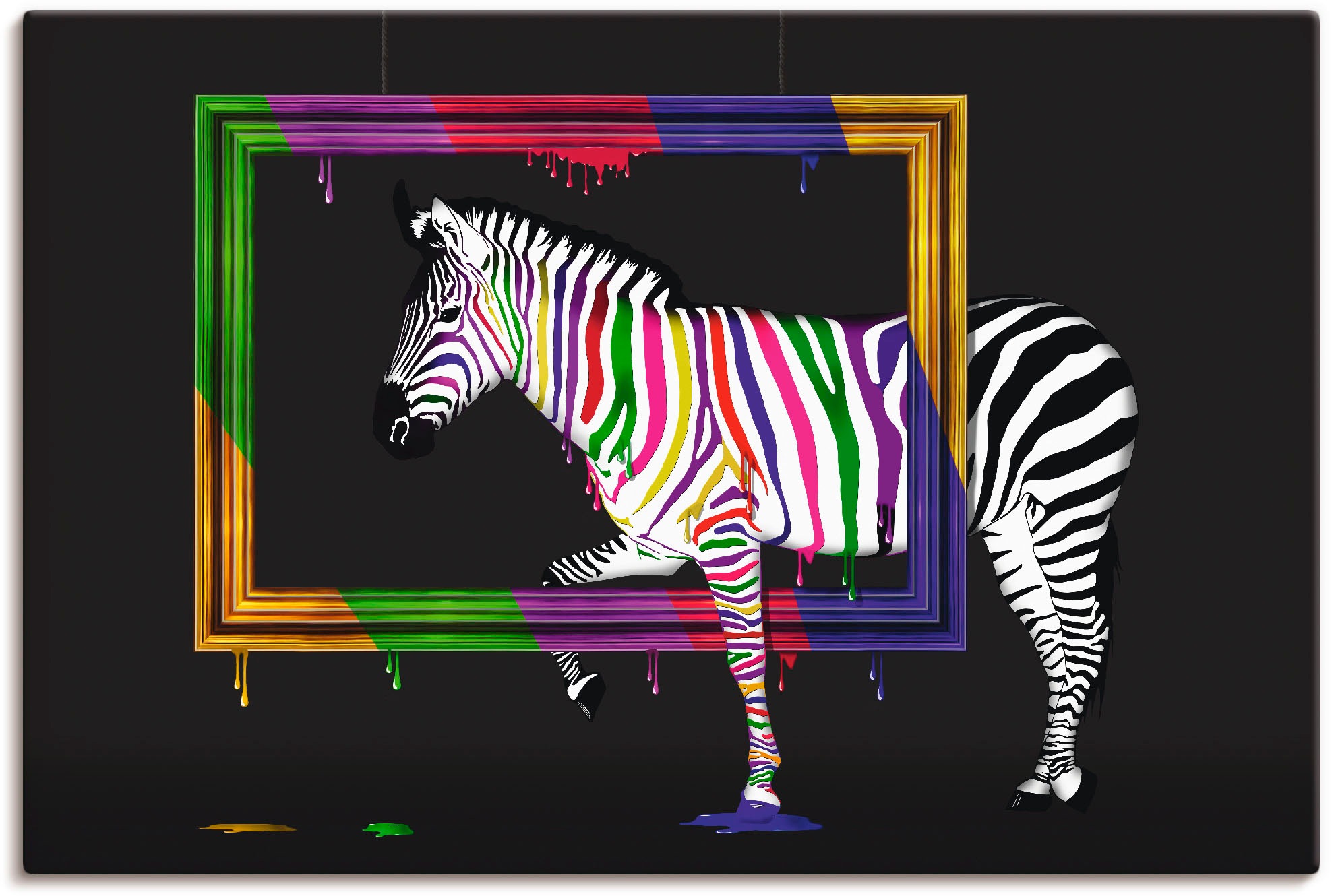 Image of Artland Wandbild »Das Regenbogen Zebra«, Animal Fantasy, (1 St.), in vielen Grössen & Produktarten - Alubild / Outdoorbild für den Aussenbereich, Leinwandbild, Poster, Wandaufkleber / Wandtattoo auch für Badezimmer geeignet bei Ackermann Versand Schweiz