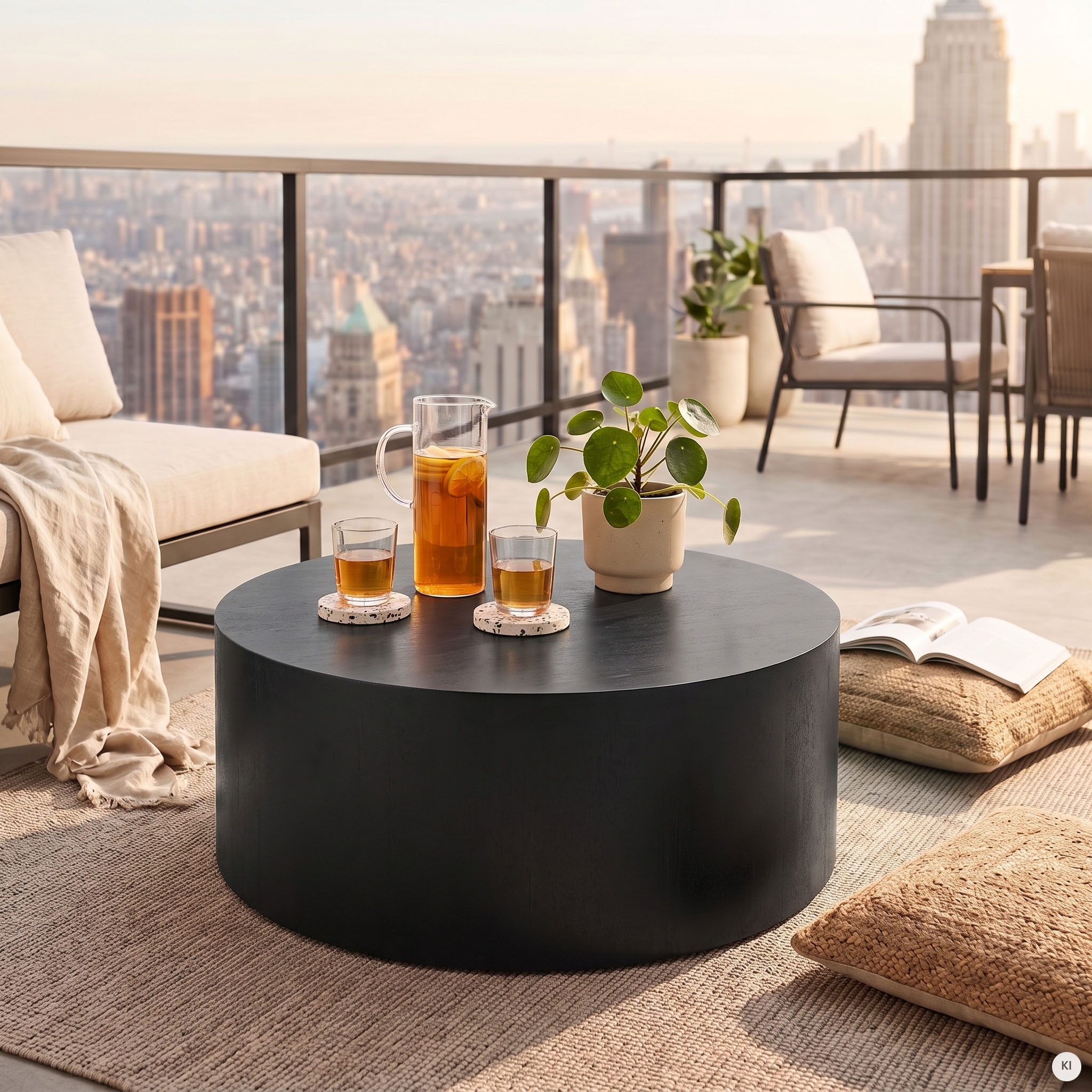 SalesFever Table basse »Design-Couchtisch für stilvolles Wohnen, Ø 80 cm« 1 cuis tlg. Table en bois élégante et moderne avec placage en bois massif