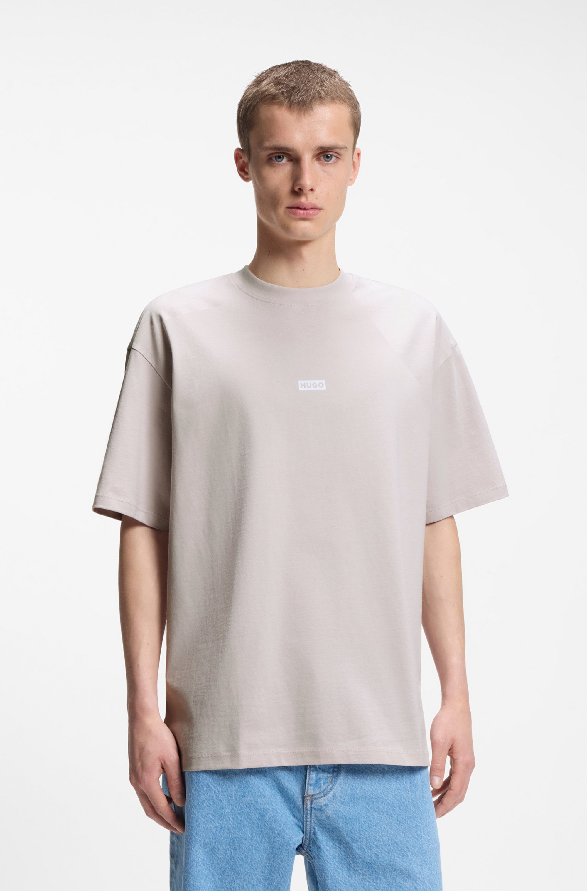 Image of HUGO T-Shirt "Nalono" mit Logodruck, Oversized Look mit Backprint