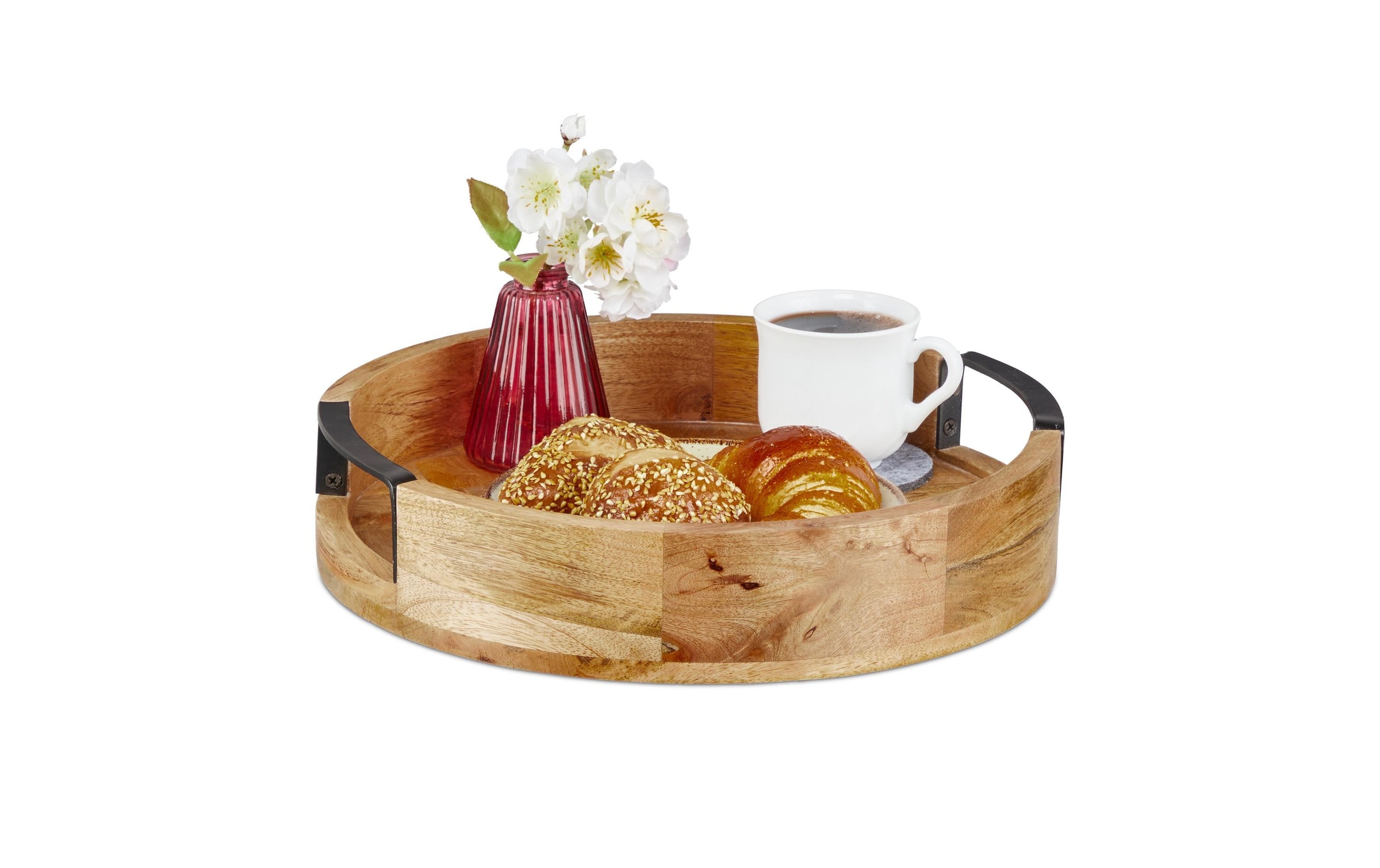 Image of relaxdays Tablett "Mangoholz 35 cm"