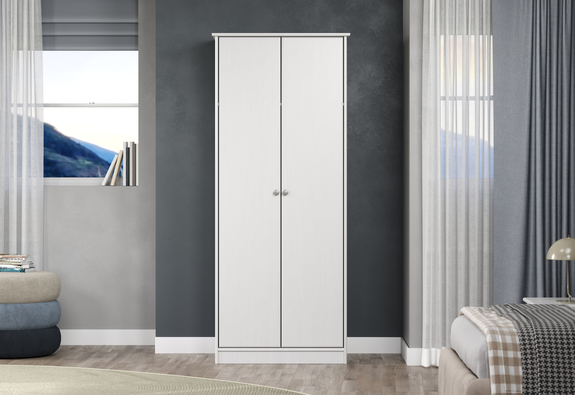 Home affaire Kleiderschrank »Delsbo Garderobenschrank Wäscheschrank Kiefer« schöner Schrank in Landhaus Design, 1 Stk. tlg. Massivholz Schlafzimmerschrank in Weiss - (B/T/H) 73/50/175 cm