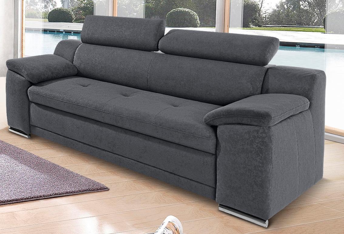 sit&more 3-Sitzer "Andiamo, B: 200 cm, Kopfteilverstellung, Wellenunterfederung" Komfortable Sitzhöhe 43 cm, frei im Raum stellbar, modernes Design