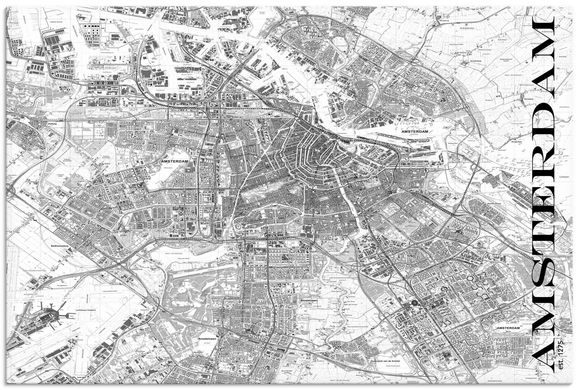 Image of Artland Wandbild »Amsterdam Karte Strassen Karte«, Niederlande, (1 St.), in vielen Grössen & Produktarten - Alubild / Outdoorbild für den Aussenbereich, Leinwandbild, Poster, Wandaufkleber / Wandtattoo auch für Badezimmer geeignet bei Ackermann Versand Sc