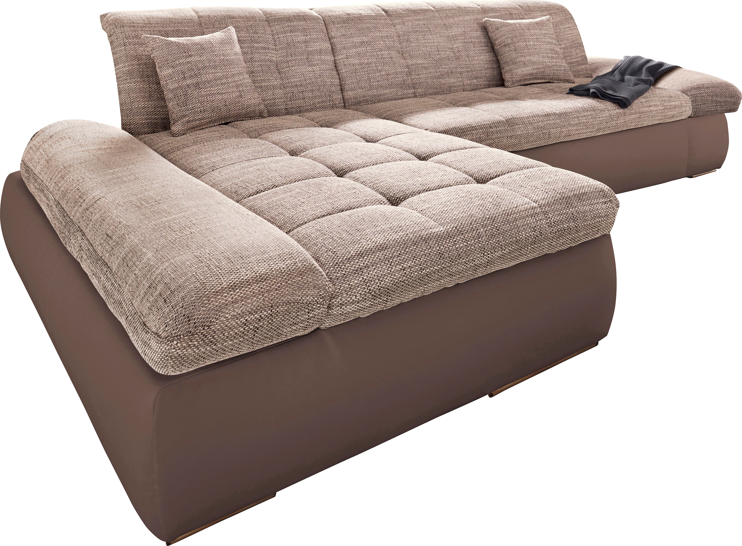 DOMO collection Ecksofa »PB Moric wahlweise mit Bettfunktion + Armteilverstellung, L-Form«, im XXL-Format, B/T/H:300/172/80 cm, feine Steppung