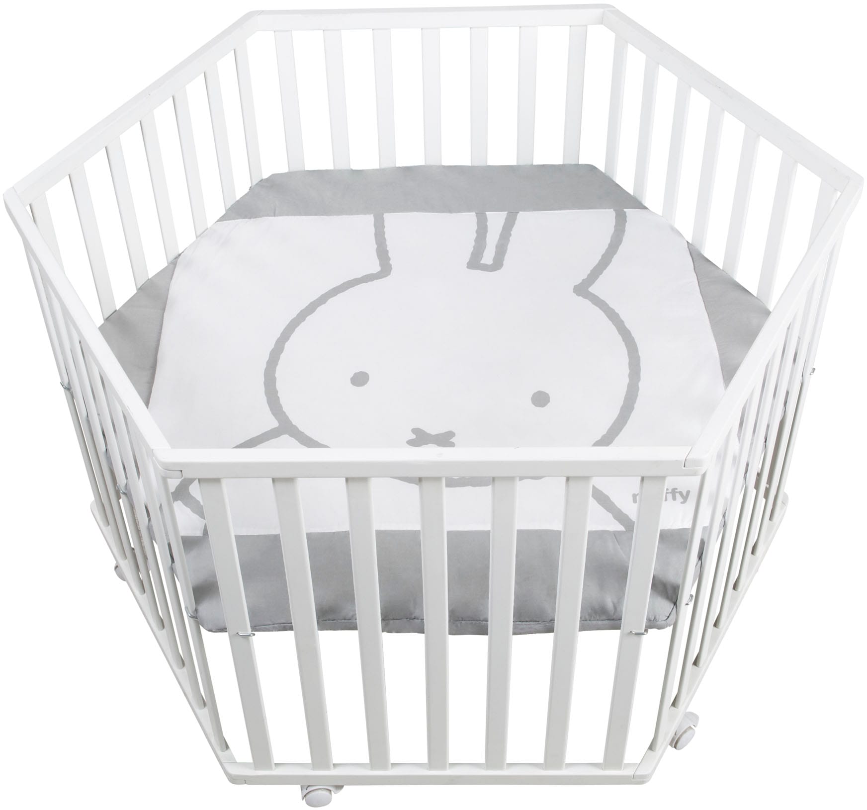 Image of roba Laufgitter "miffy, weiss, 6-eckig" bis 15 kg mit Stoffeinlage