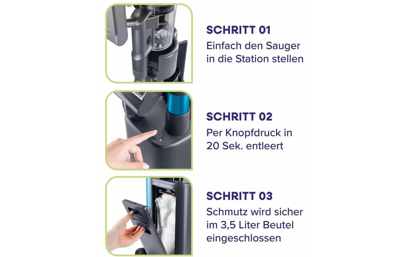 MAXXMEE Akku-Hand-und Stielstaubsauger »Lichterblitz Akku Zyklon Deluxe Mit Absaugst« Leistungsstarker Zyklon-Staubsauger mit Selbstreinigungsstation