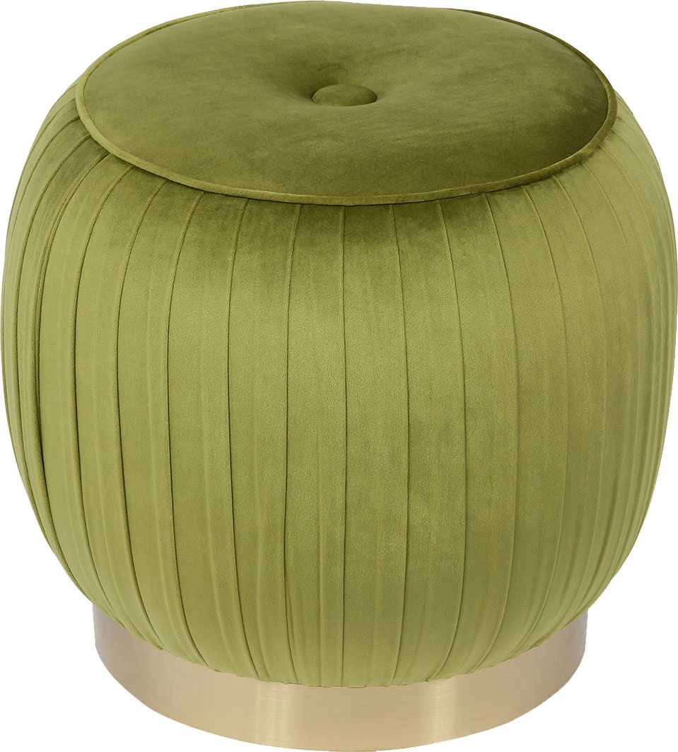 Kayoom Polsterhocker »Hocker Lyla 125, Edler Touch durch goldfarbenenen Sockel, Samtbezug«, (1 St.), samtweich, gesteppte Ziernaht, Edelstahlsockel, Hochwertiger Samtbezug