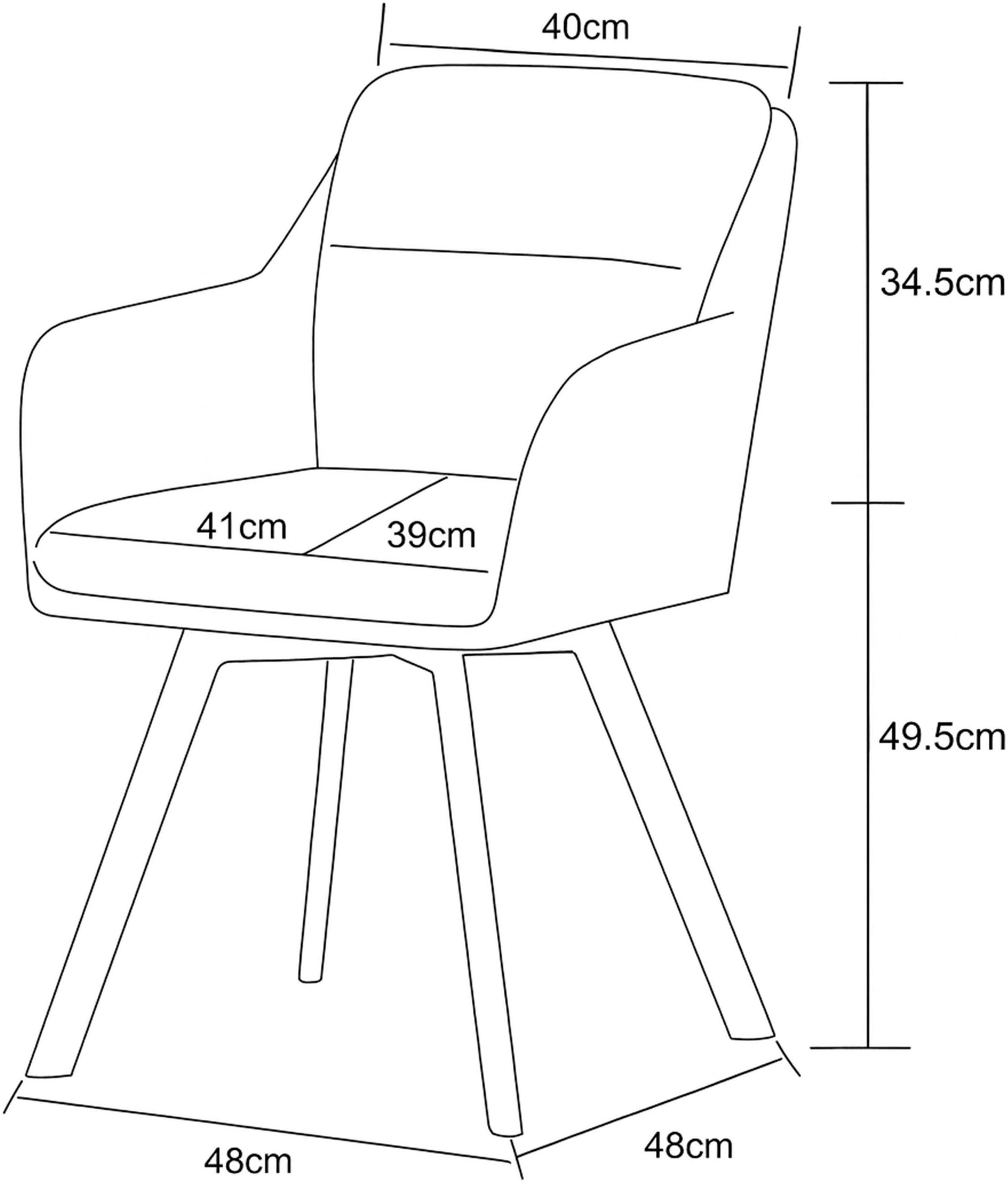 Home affaire Esszimmerstuhl »NEEPAWA, 2er Set, mit Metallgestell in matt schwarz« (Set) 2 Stk.in verschiedenen Farben, Belsatbarkeit pro Stuhl 120 kg, mit Armlehne
