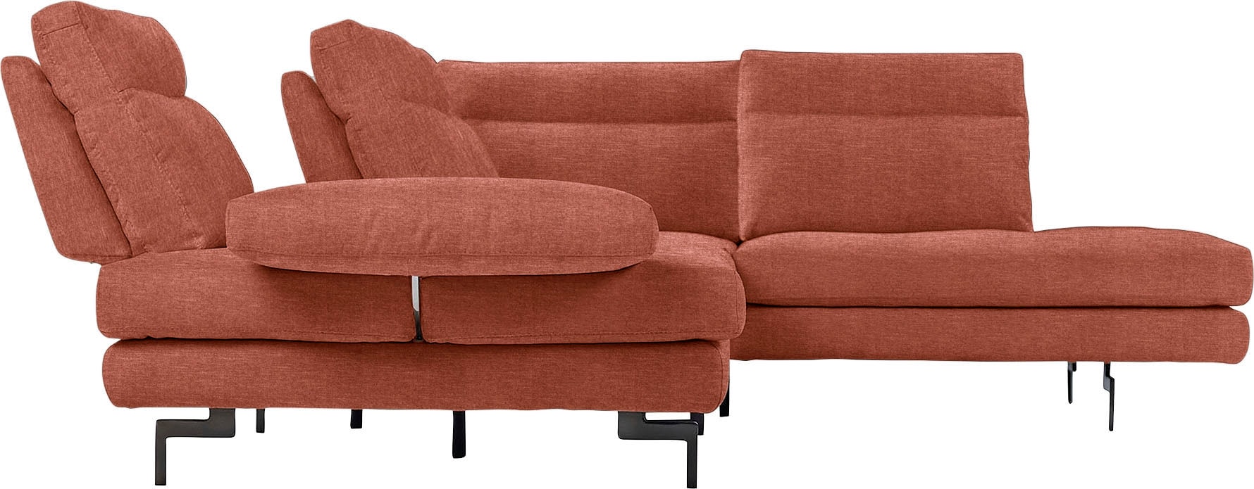 CALIA ITALIA Ecksofa »Toby Wing, B/T: 288/232 cm, Designsofa mit sensationellem Sitzkomfort« L-Form, Sitztiefenverstellung, funktionale Ecke, Füsse in schwarz matt