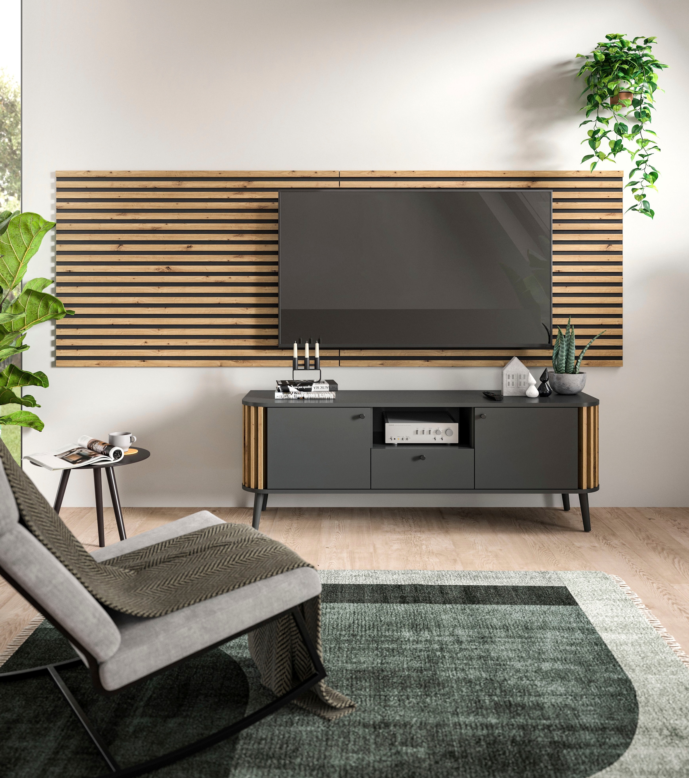 INOSIGN Wandpaneel »Silencio, 2er Set, je 40 x 120 cm, inkl. 2 Abschlussleisten«, (2 tlg.), Akustikpaneel, Paneel, Lamellenwand