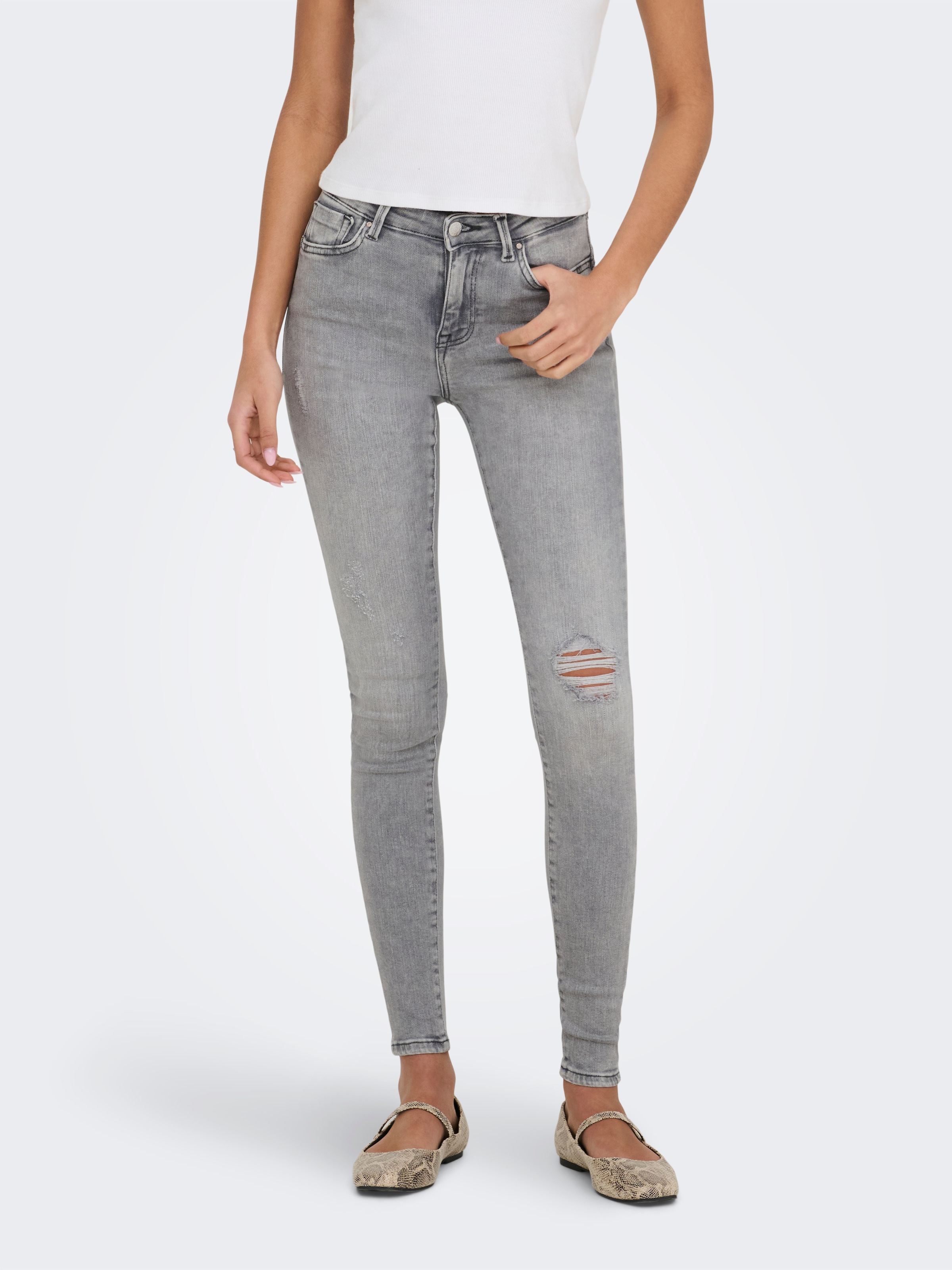 ONLY Jeans skinny »ONLPOWER LIFE MID PUSH« Mélange coton, coupe skinny, taille normale