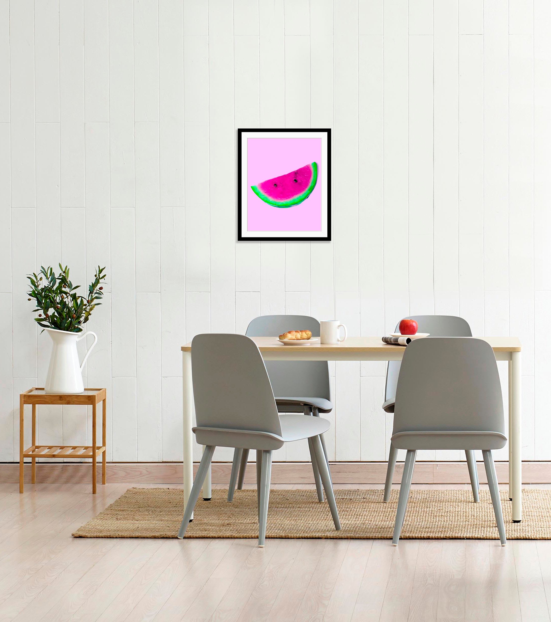 Image of queence Bild "Mika" Essen Figuren Kunst Lebensmittel Obst Obst Bilder 1 Stk. tlg. HD Premium Poster-Druck inkl. Holzrahmen