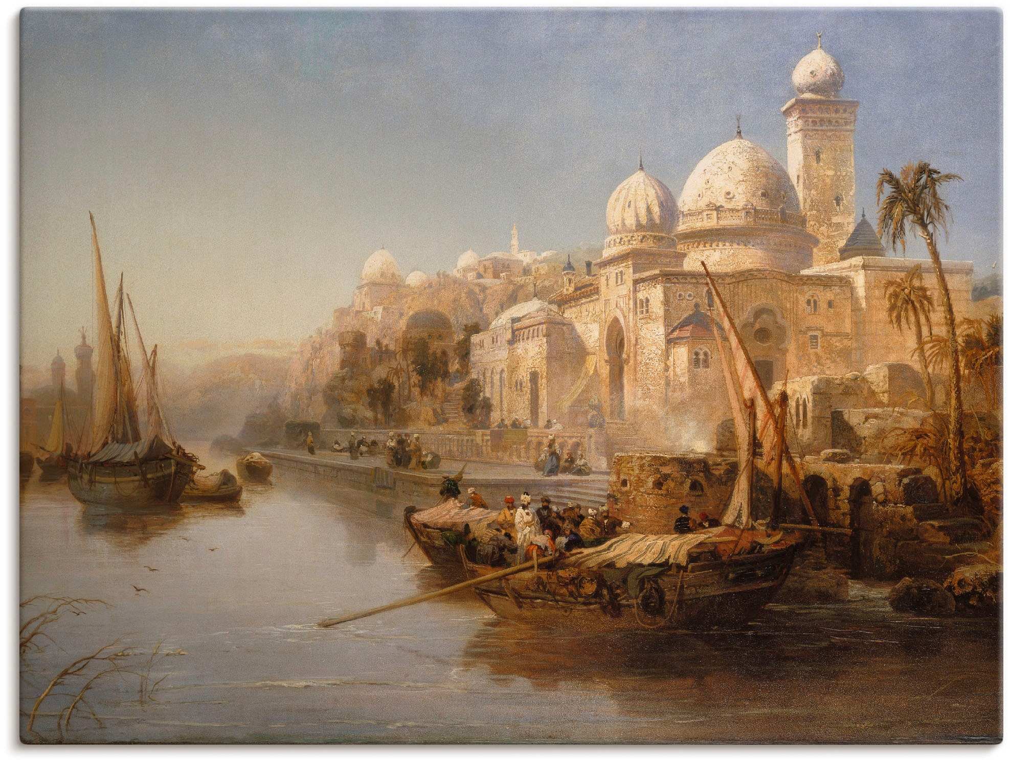 Image of Artland Leinwandbild "Segelboote an einem maurischen Palast." Boote & Schiffe 1 Stk. tlg. auf Holzrahmen gespannt