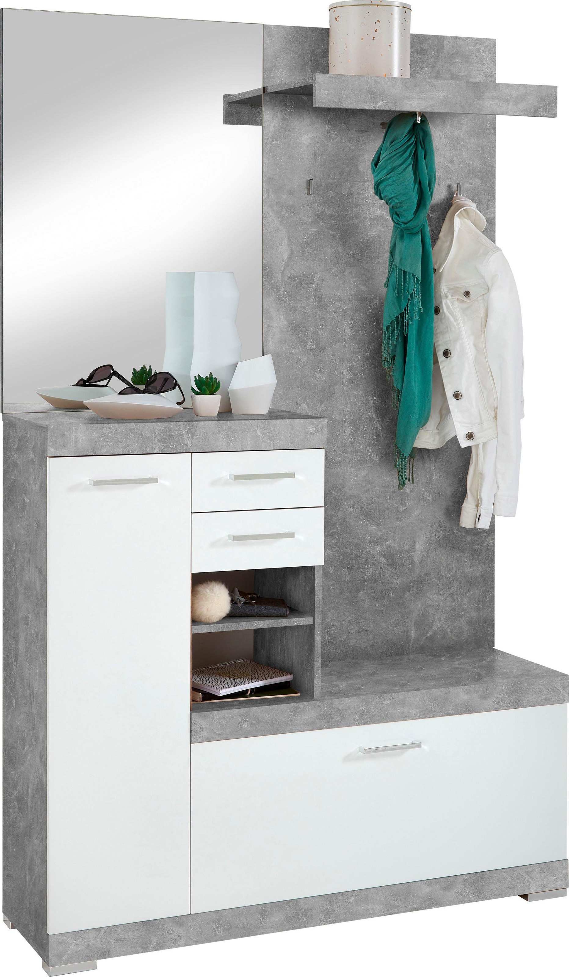 Image of FMD Garderobenschrank "Bristol" Flurgarderobe mit Spiegel, Schubkästen und Stauraum, Breite 120 cm