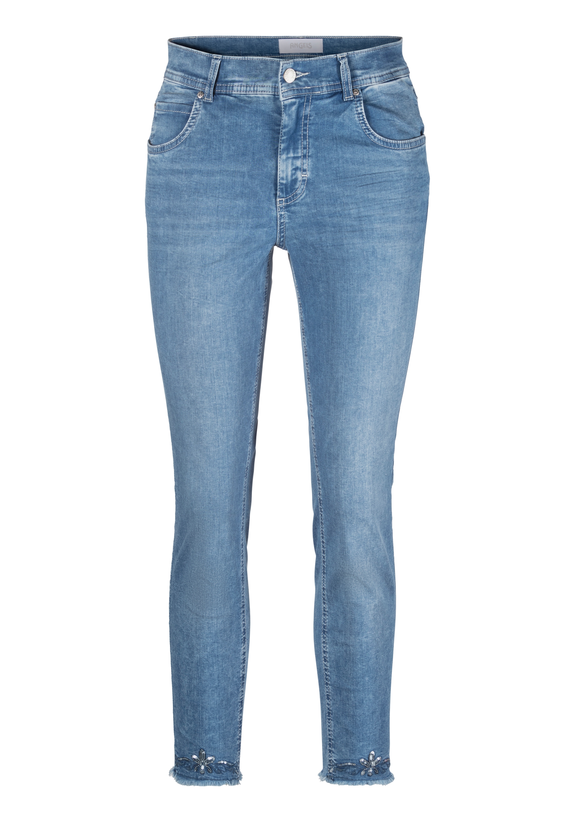 ANGELS 7/8-Jeans »ORNELLA FRINGE SEQUIN«, mit Stickerei und Paillettenverzierungen am Beinabschluss