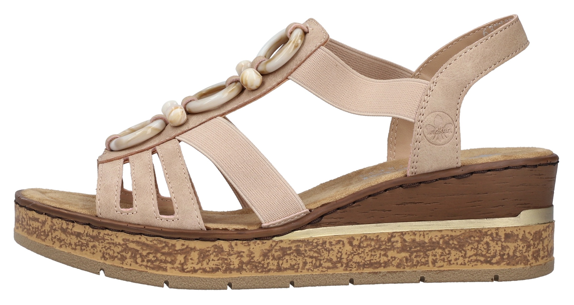 Rieker Sandales compensées  Sommerschuh, Plateausandale, Schlupfschuh mit seitlichen Gummizügen