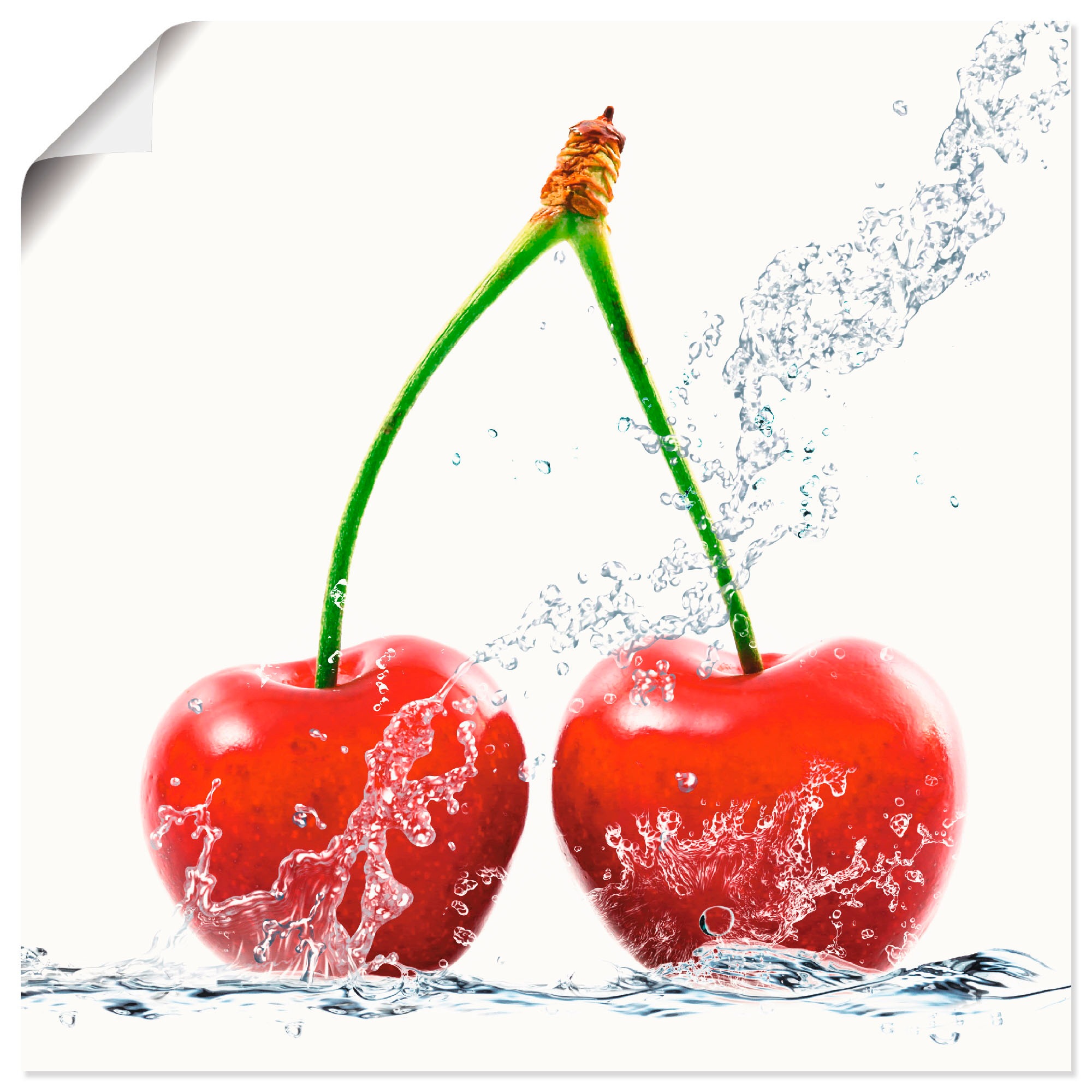 Image of Artland Wandbild »Kirschen mit Spritzwasser«, Lebensmittel, (1 St.), in vielen Grössen & Produktarten - Alubild / Outdoorbild für den Aussenbereich, Leinwandbild, Poster, Wandaufkleber / Wandtattoo auch für Badezimmer geeignet bei Ackermann Versand Schwei