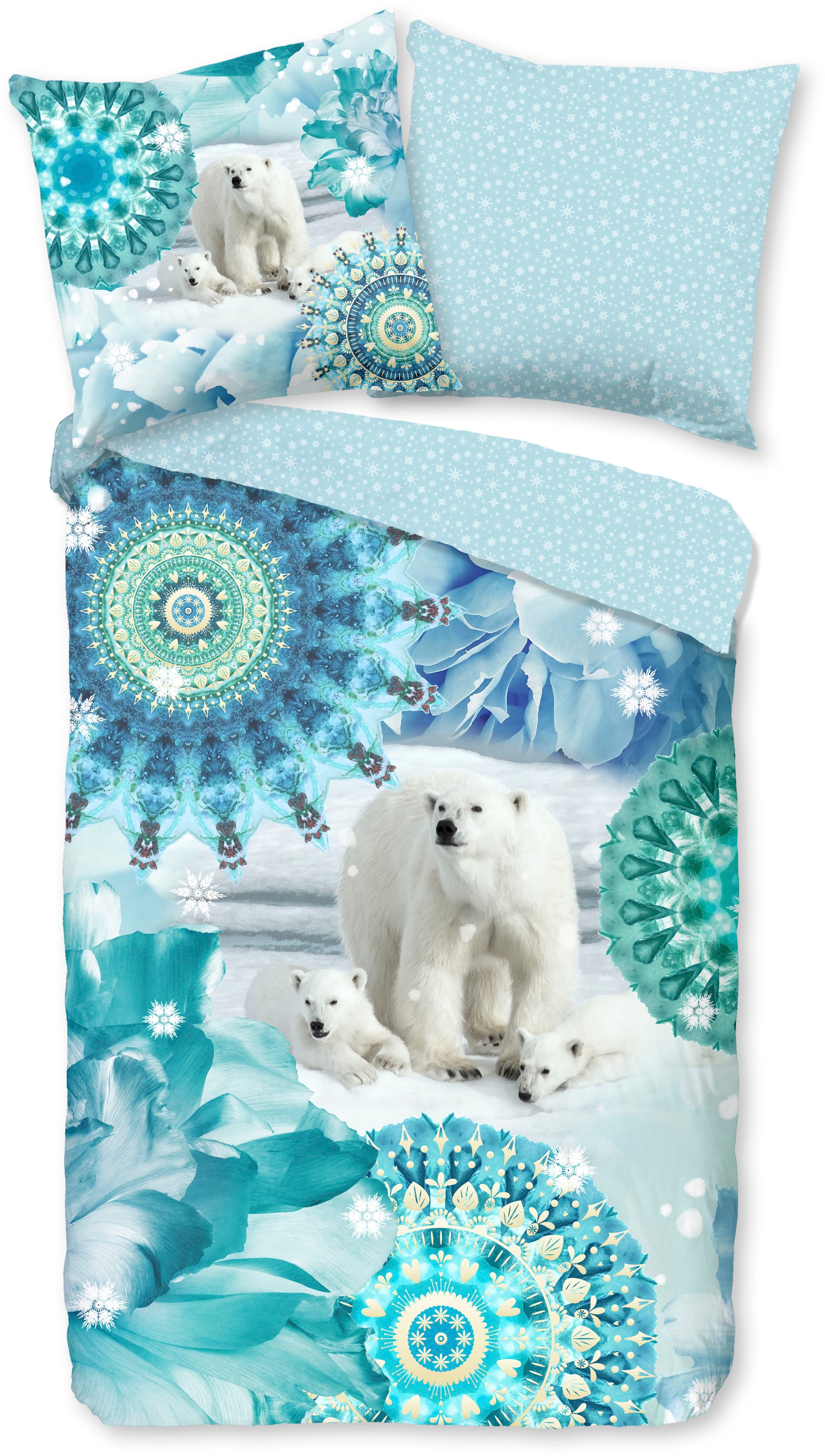 hip Wendebettwäsche »Seppo«, Biber, 135x200, Warm, Weich, Wendeoptik, Reissverschluss, Winter, Blau