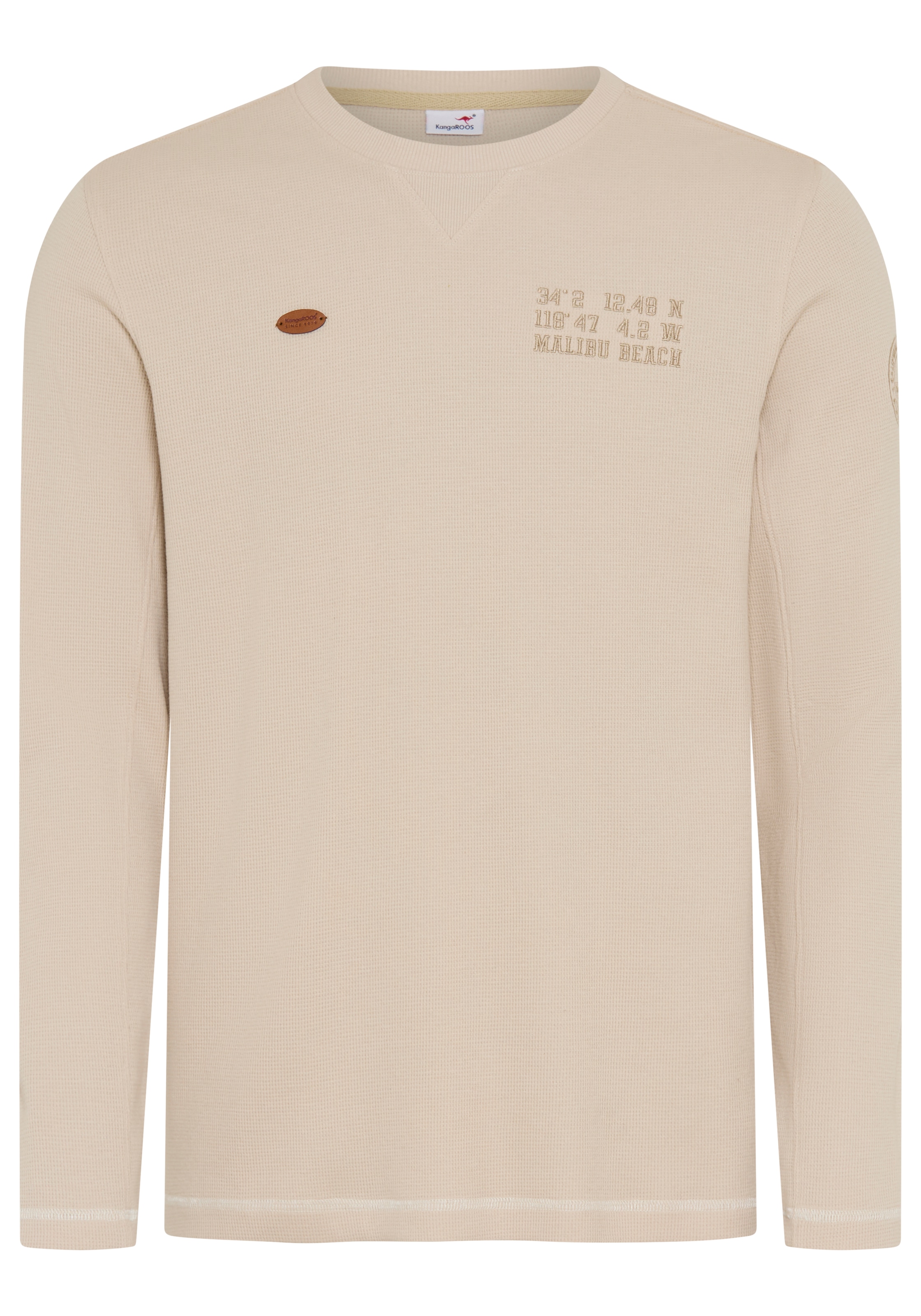 KangaROOS T-shirt à manches longues avec encolure ronde, en tissu piqué