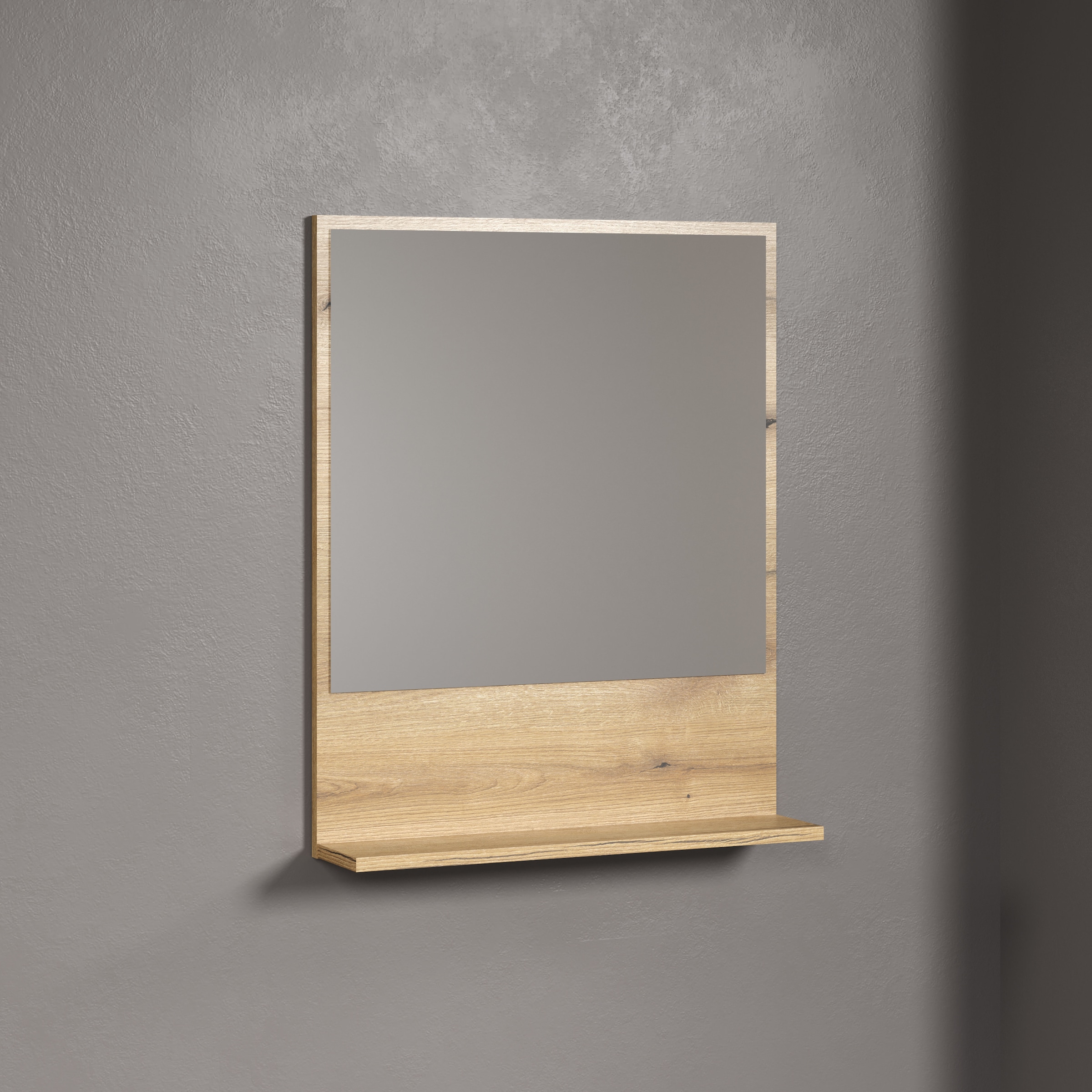 welltime Badspiegel »Amrum«, (1 St.), Eleganter Badezimmerspiegel mit Ablage - Masse (B/T/H) 60-80/14/74 cm
